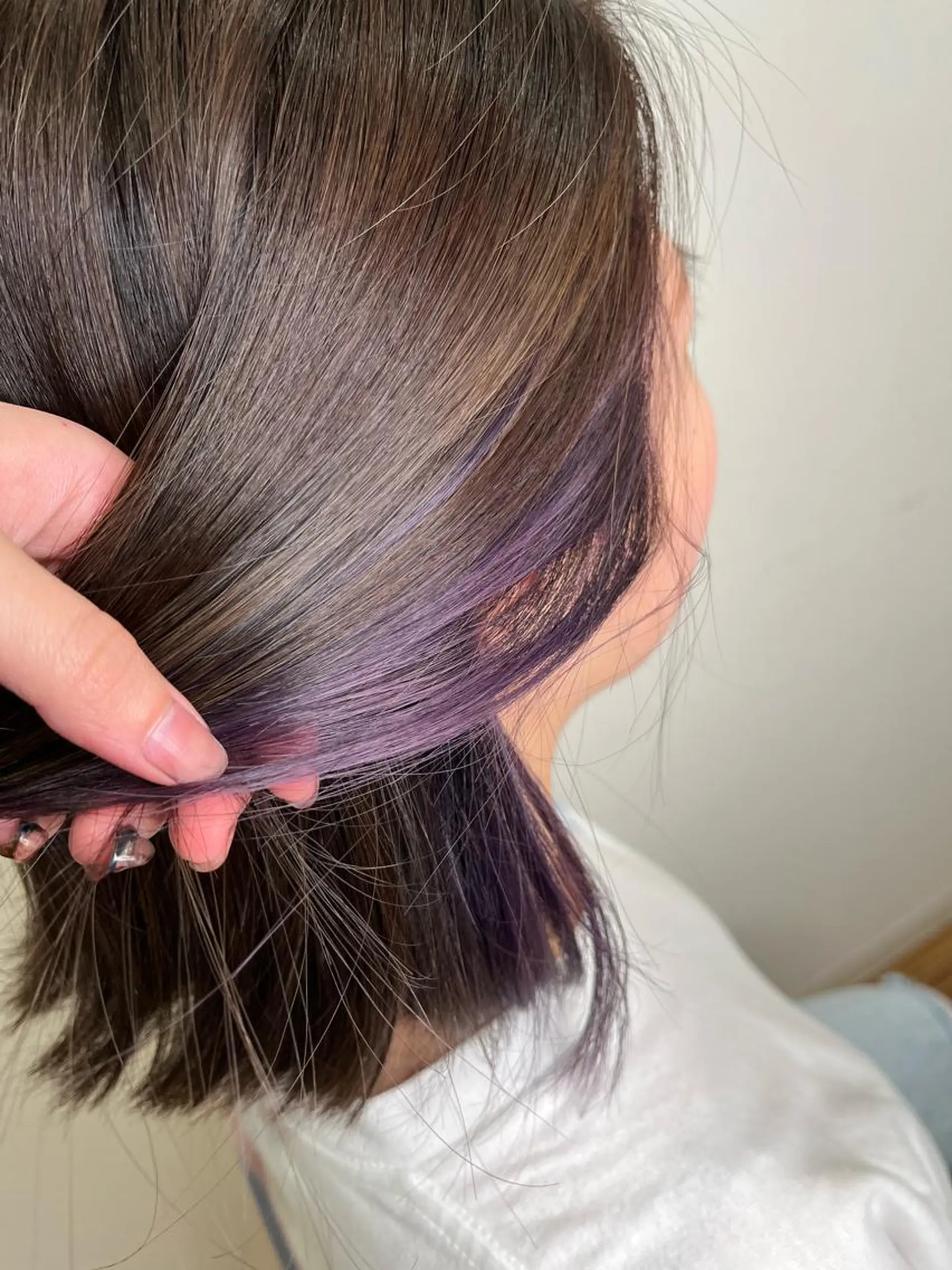 ミディアム カラー イヤリングカラー パープルカラー ヘアカラー くろだ まみのヘアスタイル