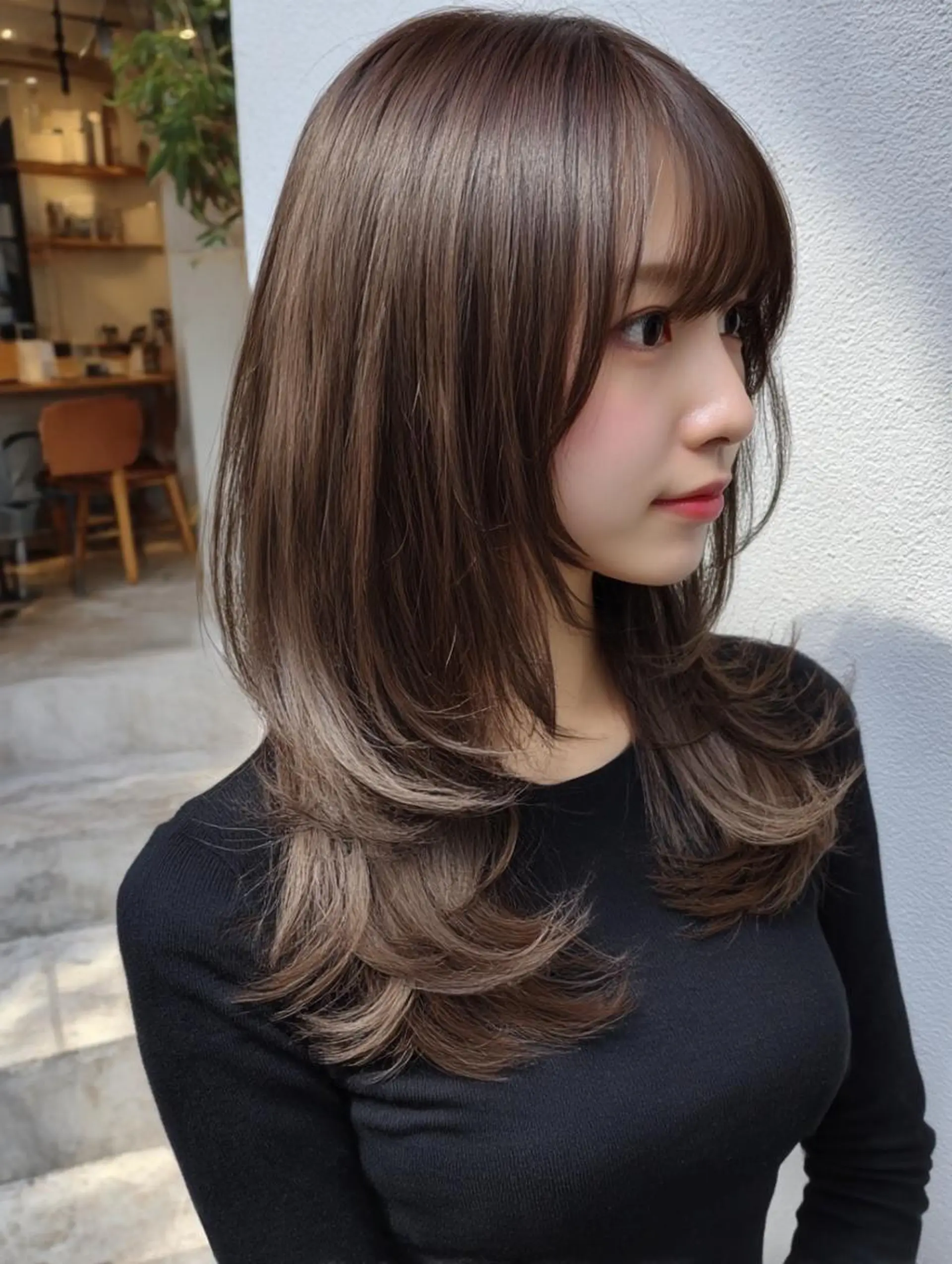 ミディアム カット ヘアカラー トリートメント TELAHAIR 髪質改善特化型サロンのヘアスタイル