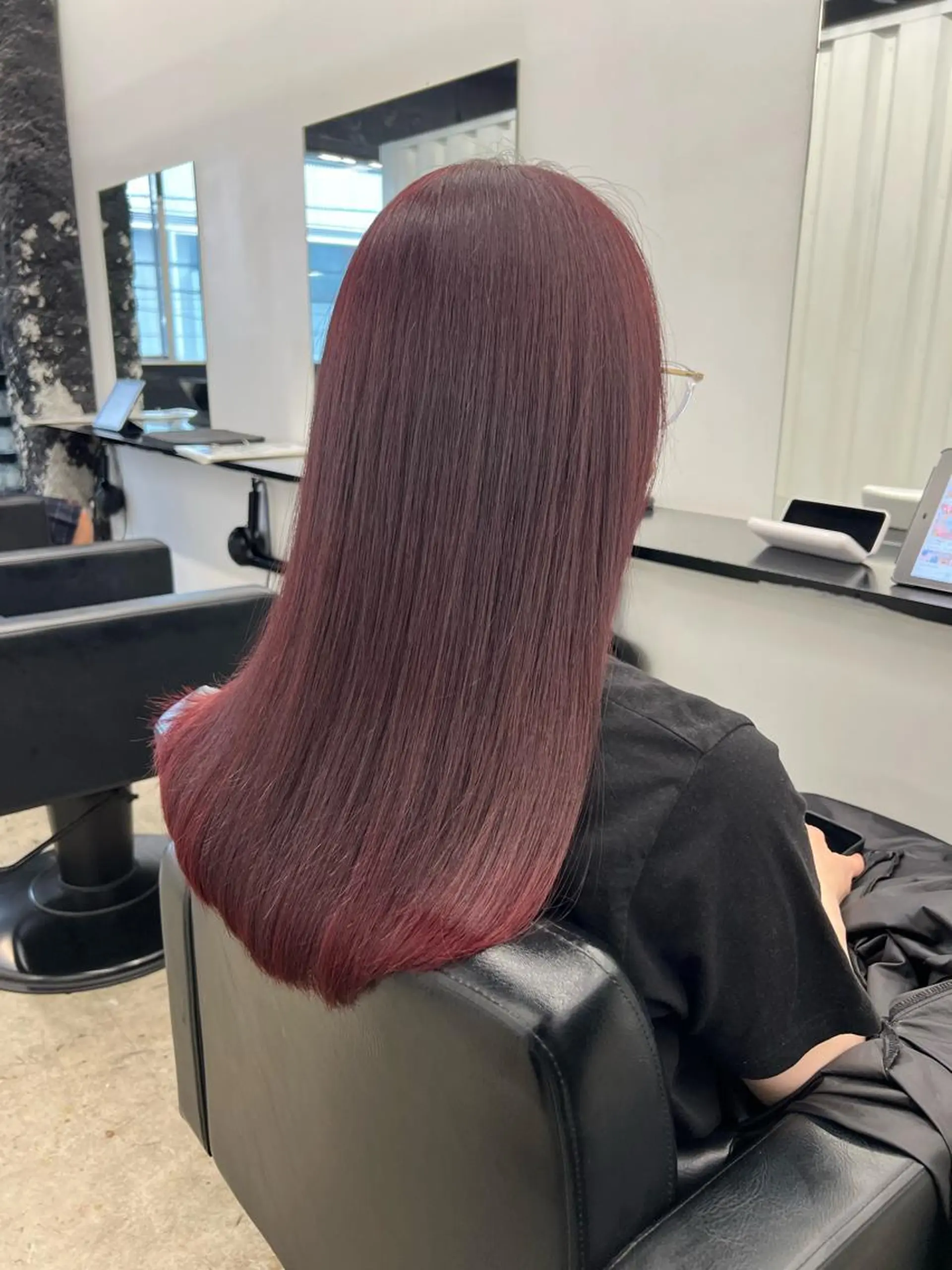 ロング カラー ブリーチ ブリーチなしカラー レッドカラー カット ヘアカラー トリートメント ryuei /原宿のヘアスタイル