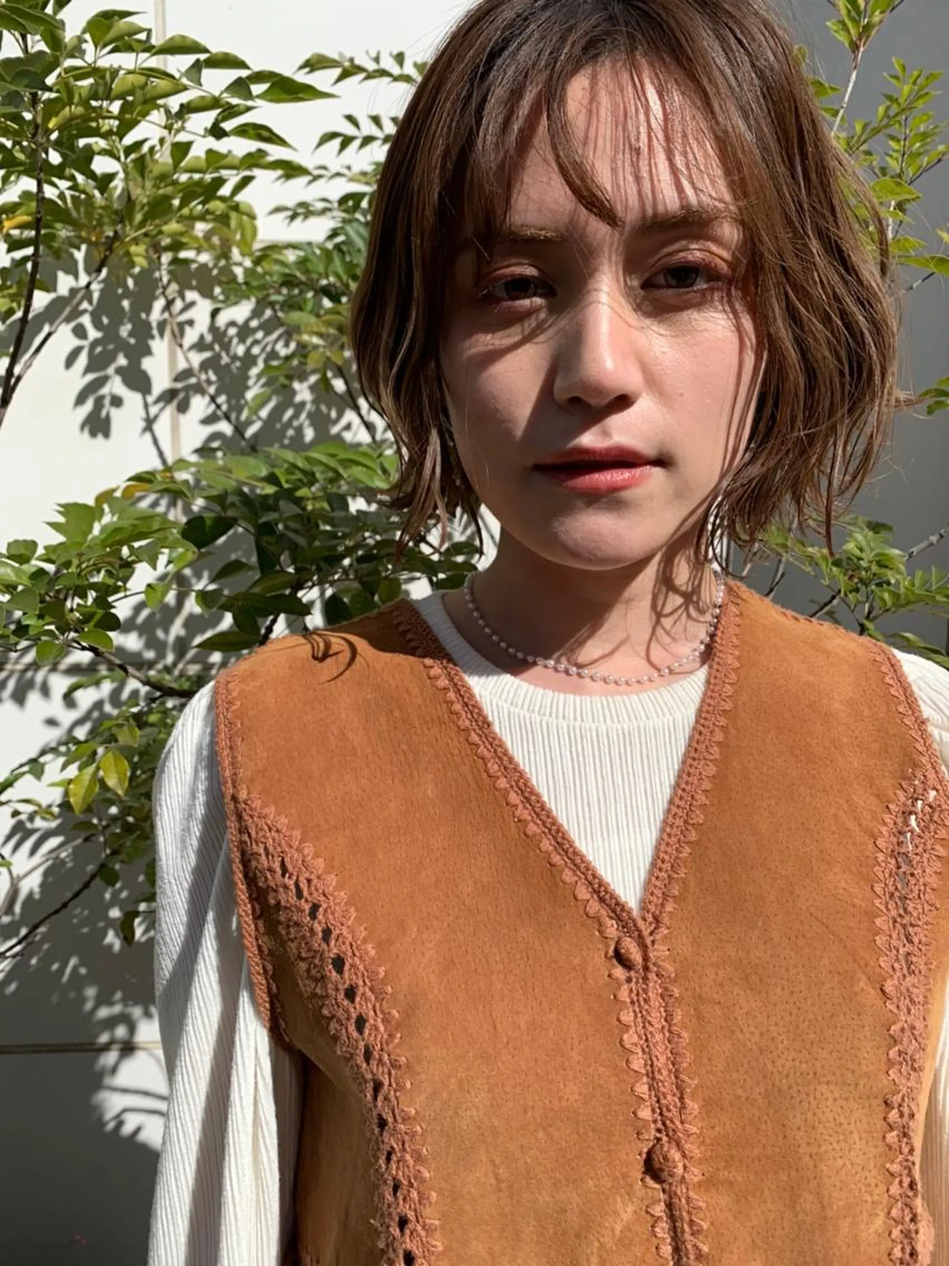 ミディアム カラー パーマ ショートボブ ミディアムパーマ アディクシーカラー ブリーチ ケアブリーチ カット ヘアカラー トリートメント CEINE OURのヘアスタイル