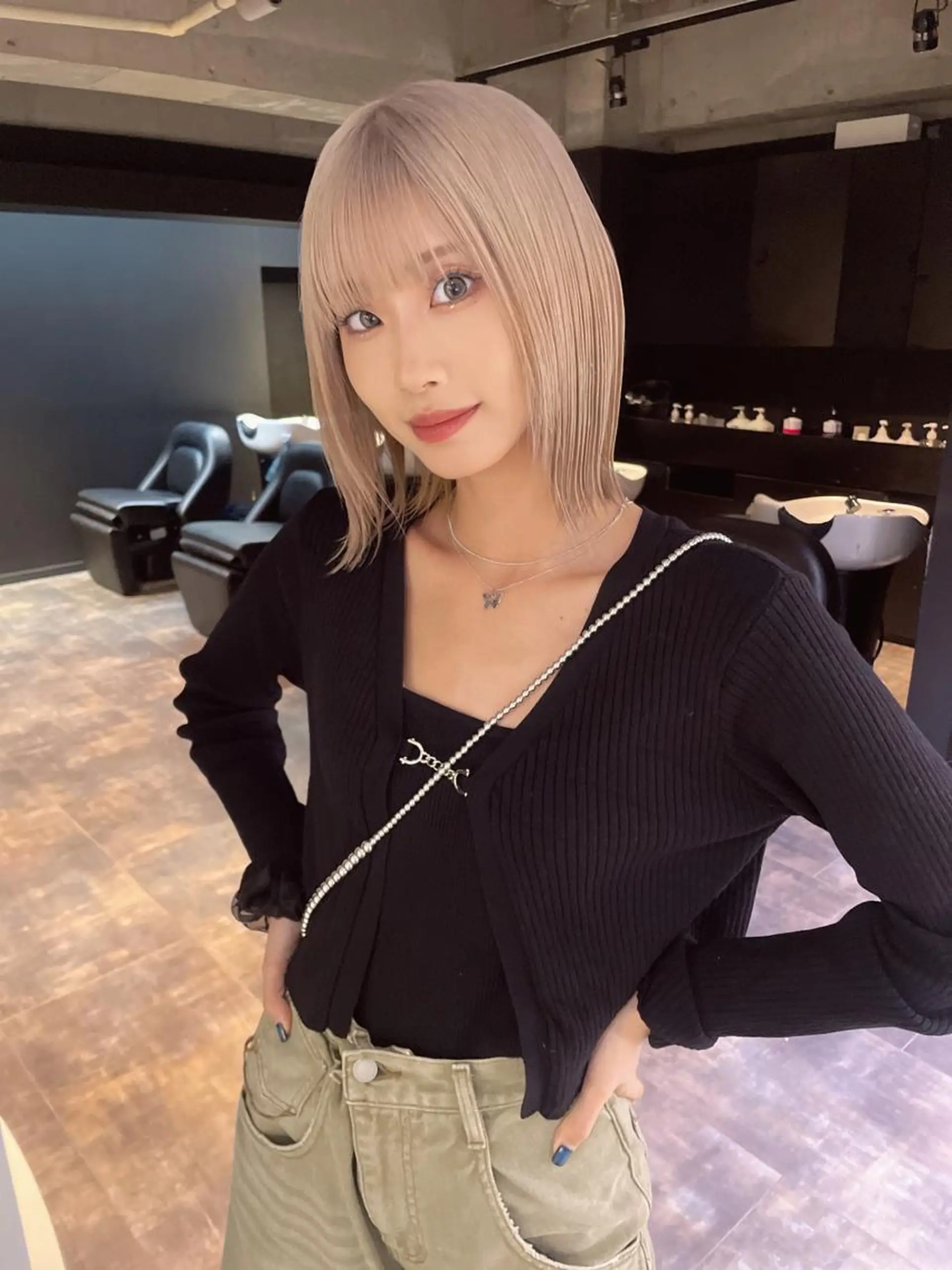 ミディアム カラー ハイトーンカラー ボブ 心斎橋/ブリーチ minamiのヘアスタイル