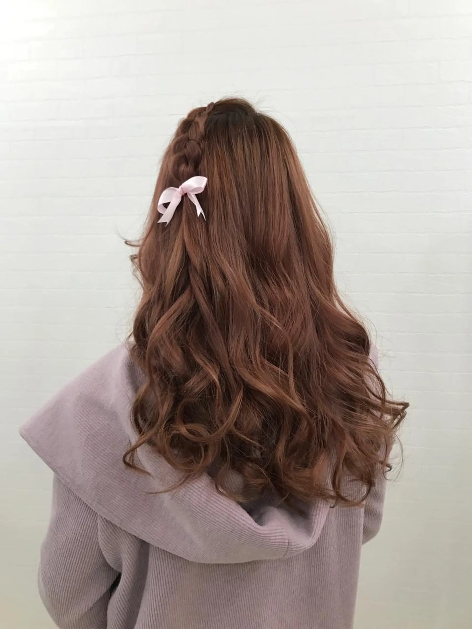 セミロング カラー ヘアアレンジ ブラウンカラー ピンクカラー ピンクブラウン フラットラッシュ/ アイブロウ/石原のマツエク・マツパデザイン