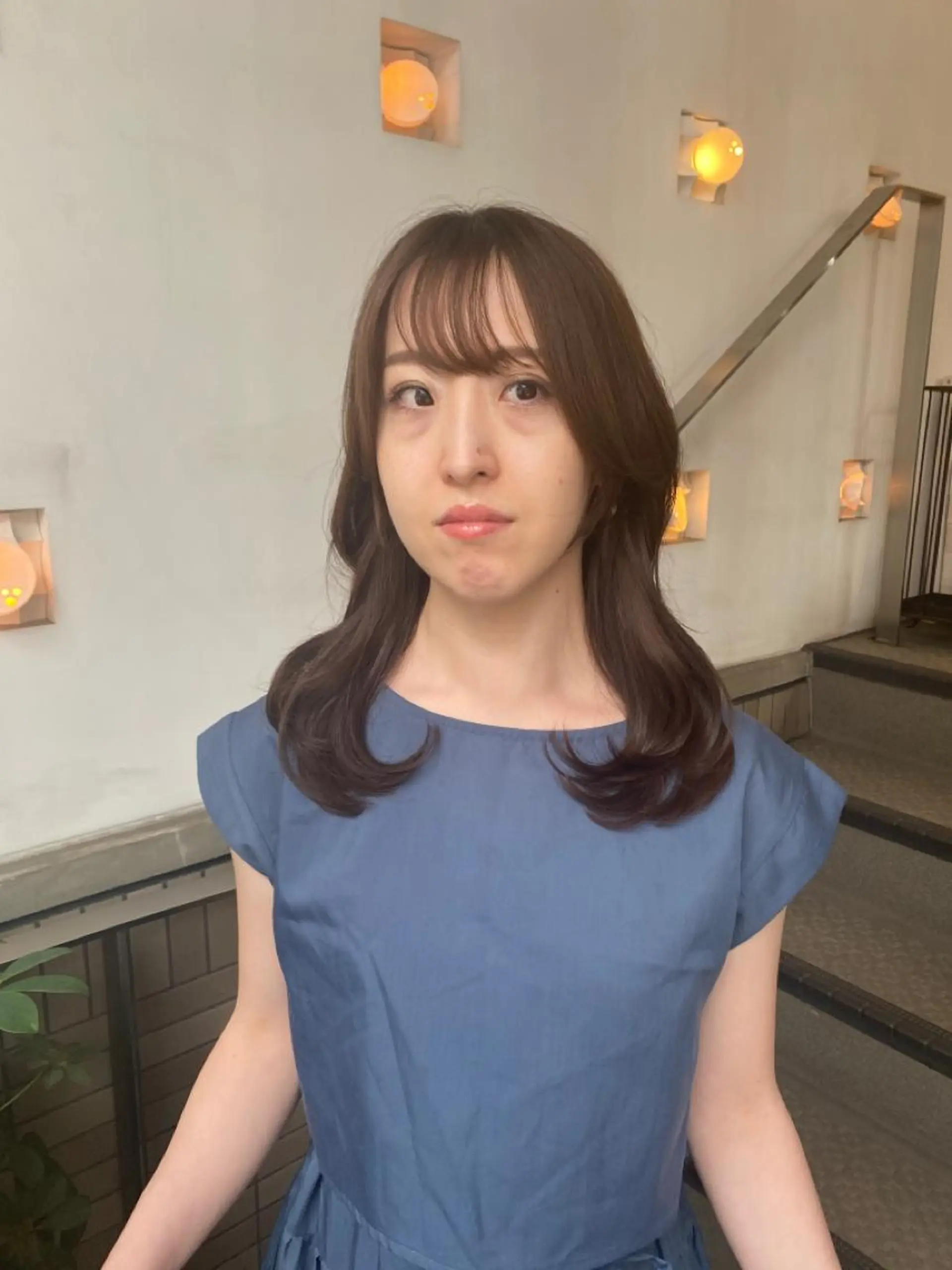 ミディアム カラー ヘアアレンジ ミディアムレイヤー グレージュ レイヤーカット カット ヘアカラー トリートメント ヘッドスパ ナカジマ ボブ/レイヤーのヘアスタイル