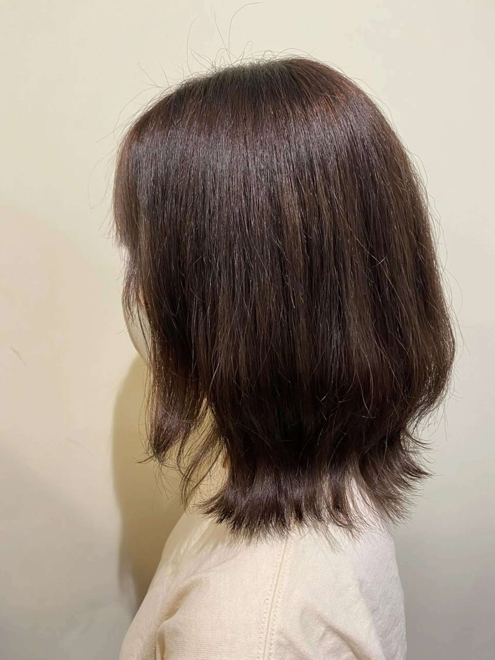 ミディアム カラー 透明感カラー オレンジ 斎藤 愛菜のヘアスタイル