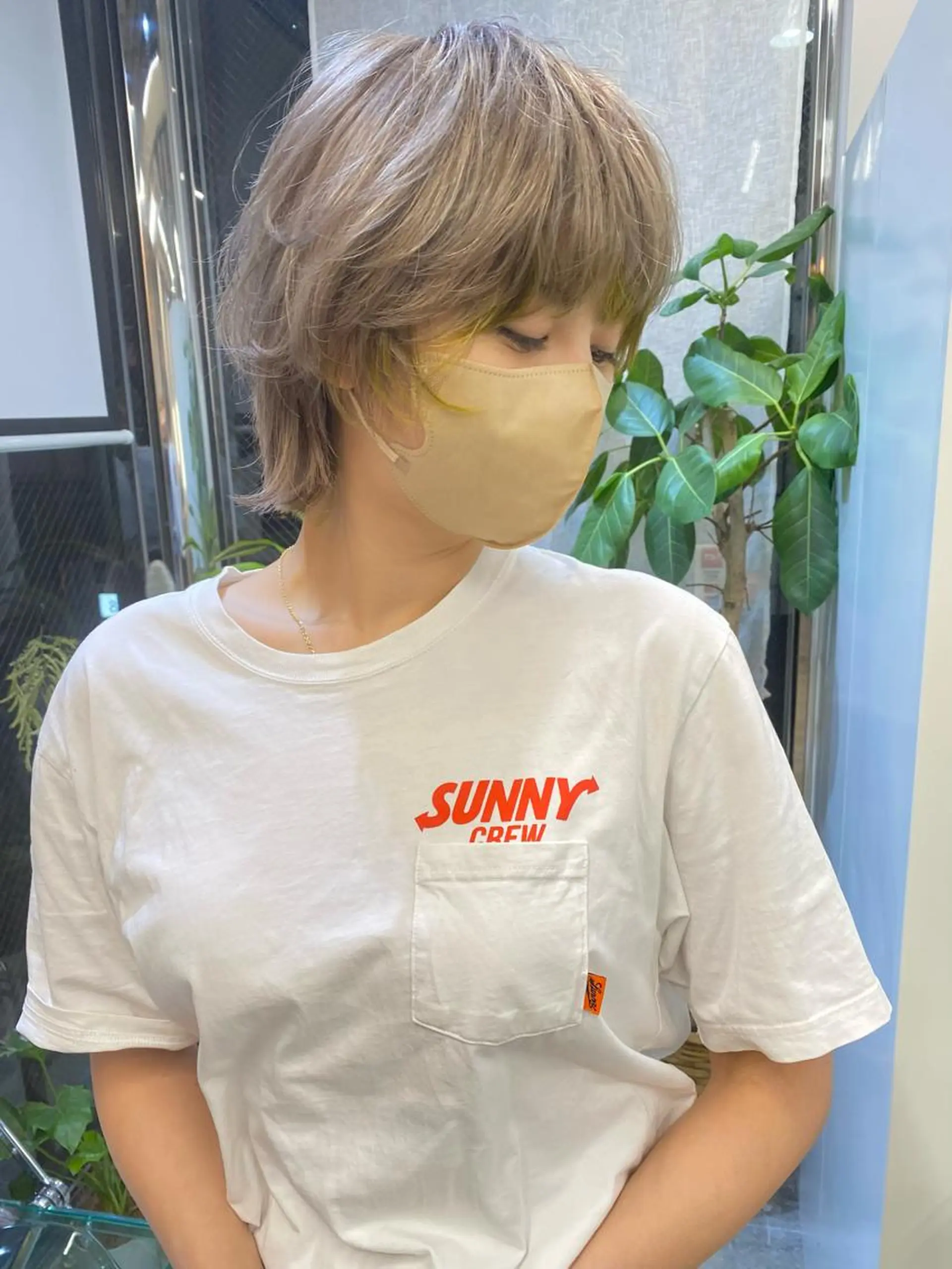 ショート カラー ブリーチ デザインカラー イエローカラー ウルフカット カット ヘアカラー パーマ/ケアブリーチ /博多/YOSUKEのヘアスタイル