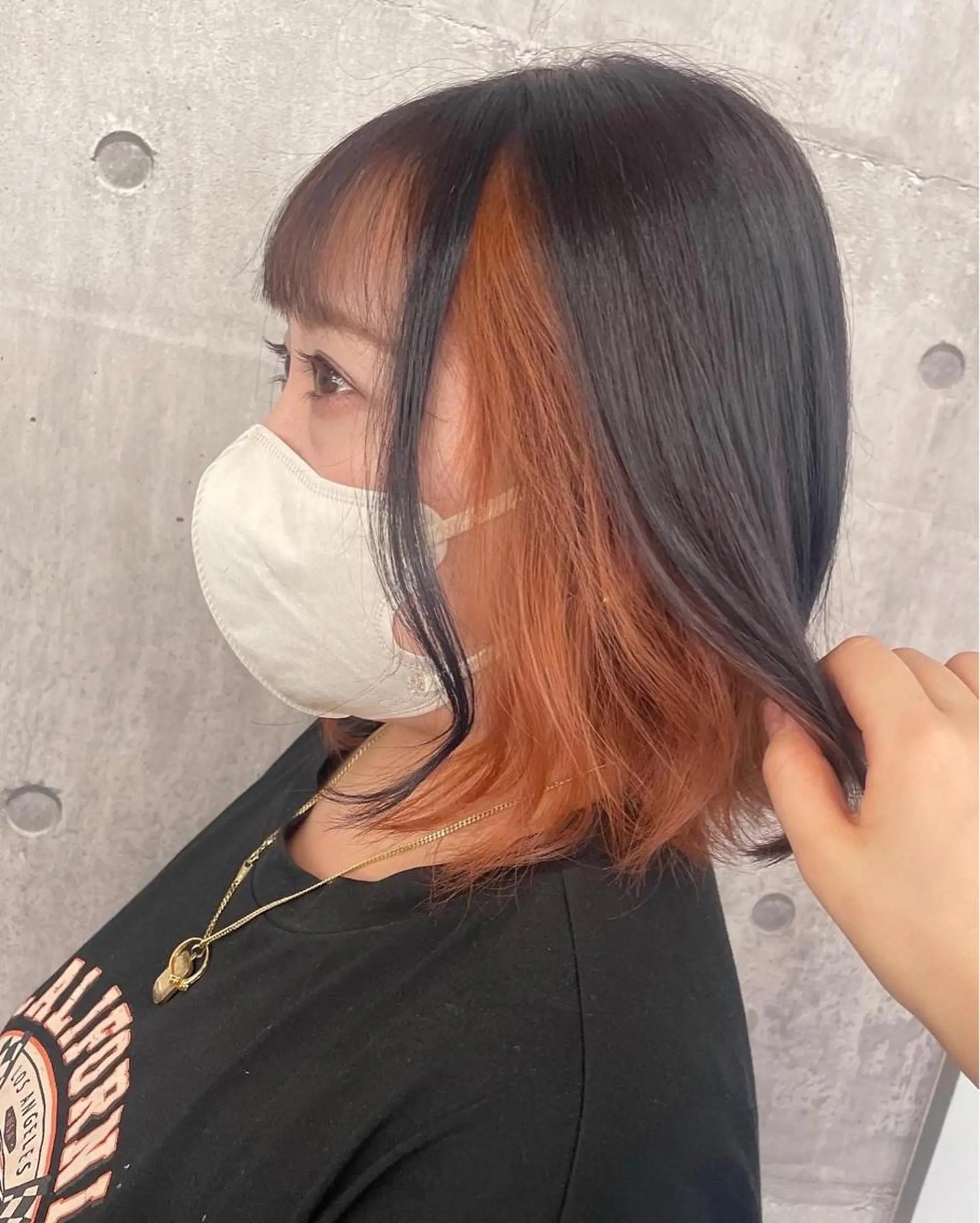 カラー インナーカラー オレンジ カット ヘアカラー ルミナホワイト 店長 もえかのヘアスタイル