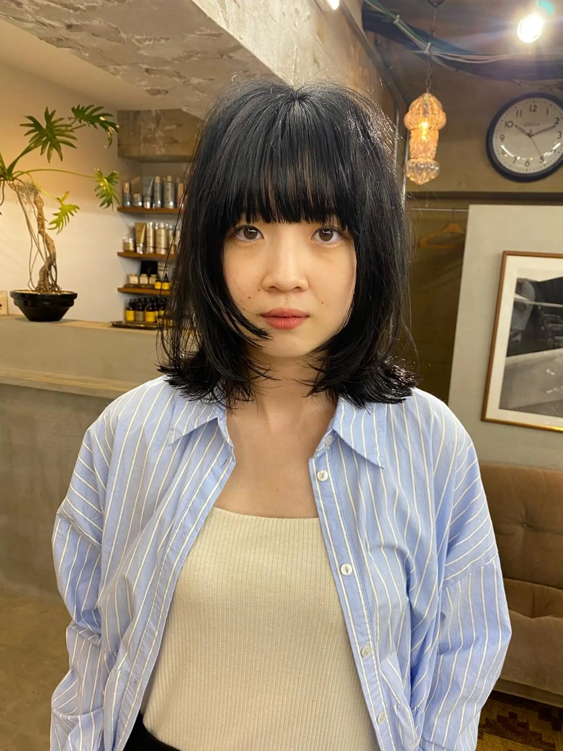 ミディアム カット ヘアカラー トリートメント 金沢美容室/ 艶髪/夜営業/JINのヘアスタイル