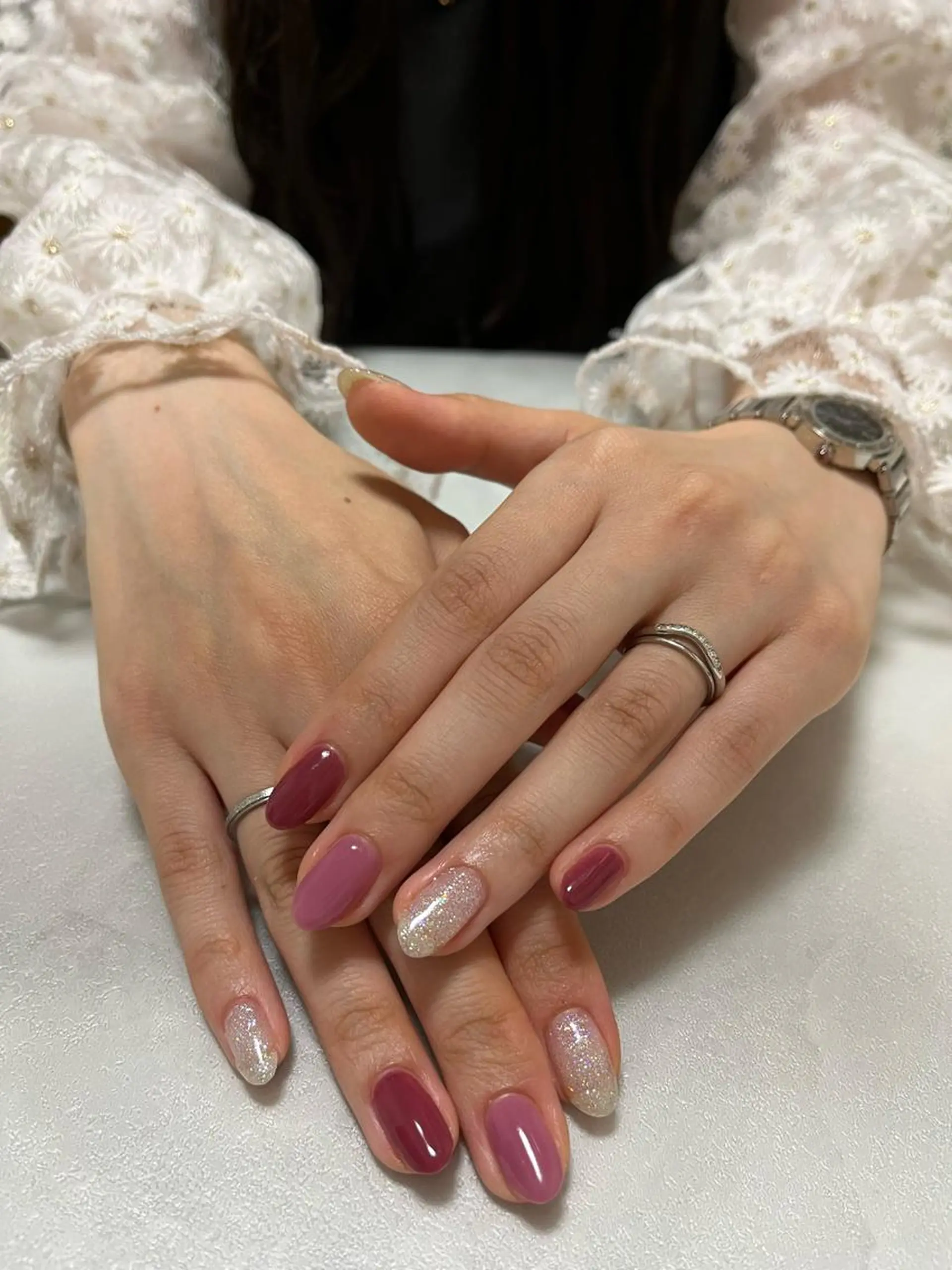 ネイル ラメ(グリッター) ピンク SAKU nail 作島茜のネイルデザイン