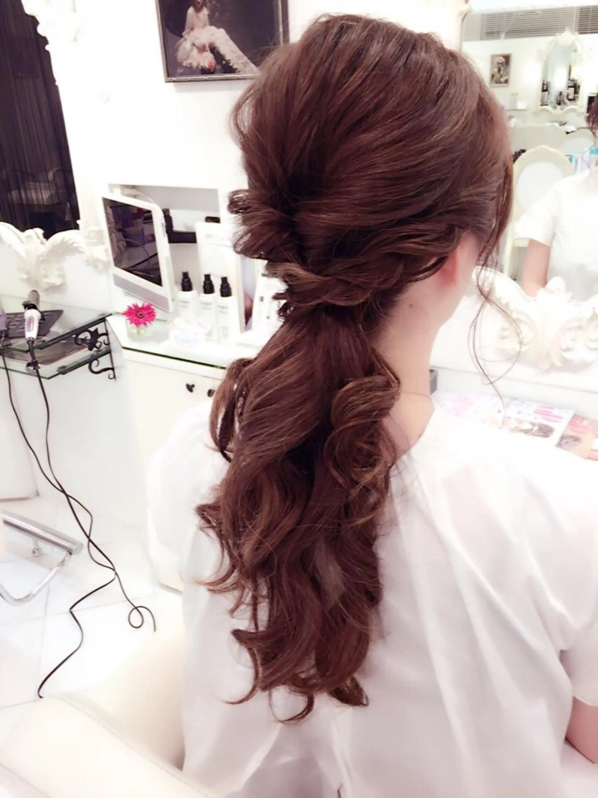 セミロング ヘアアレンジ ハーフアップ 石丸 洋子のヘアスタイル