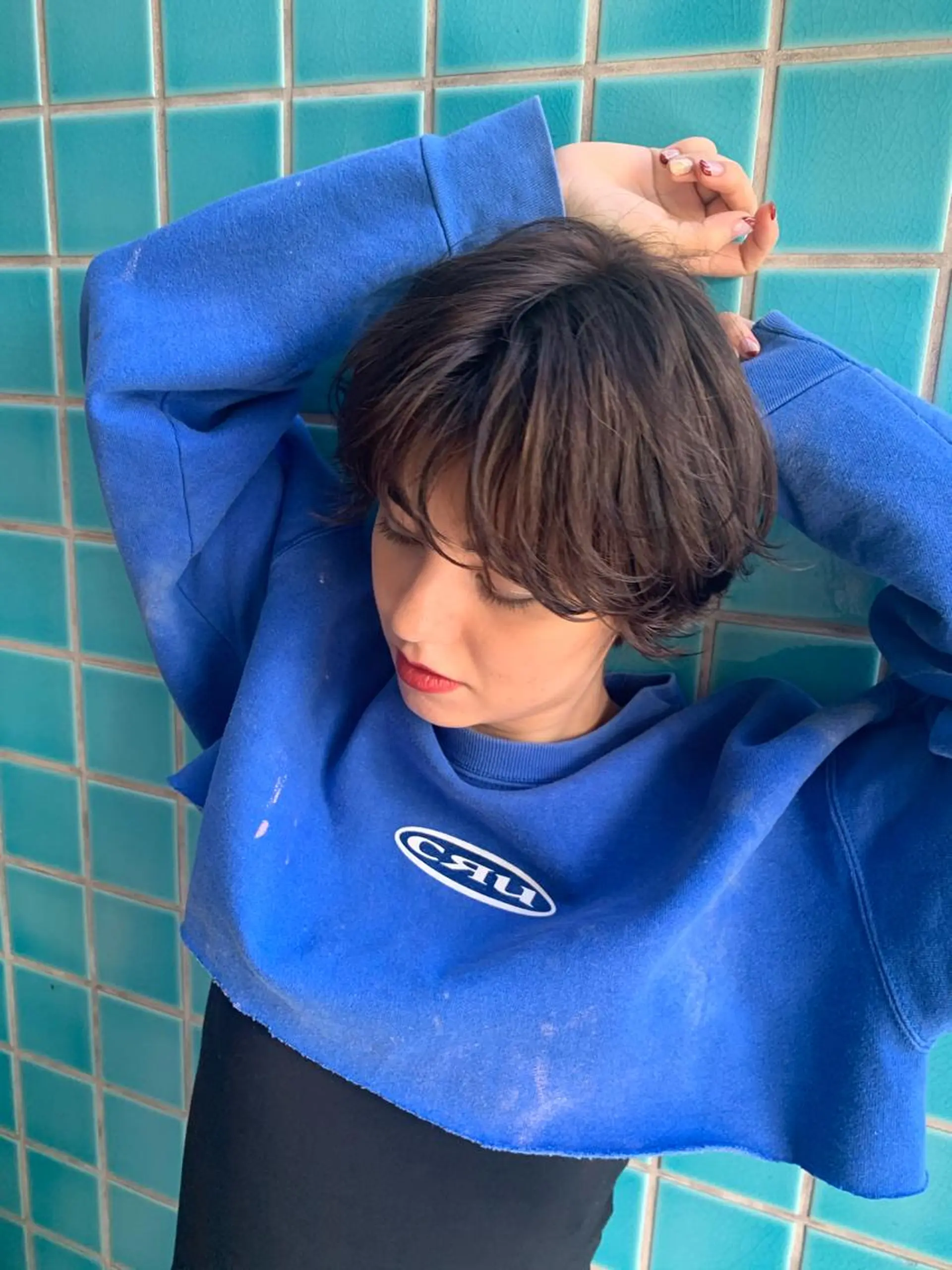 ショート カラー ヘアアレンジ ダークグレー ダークグレージュ グレージュ 艶ハイトーン/ヘア アレンジAYAKAのヘアスタイル