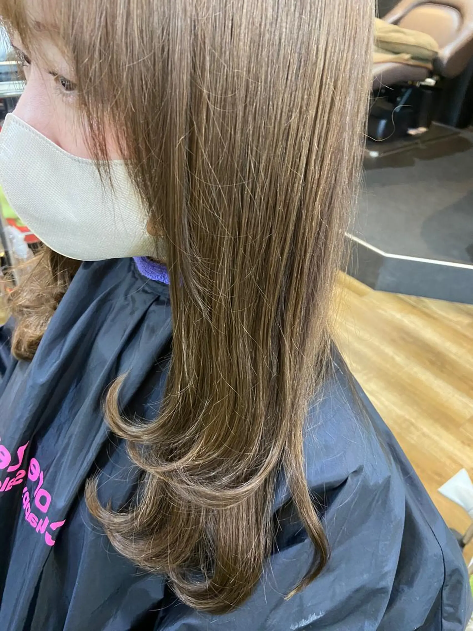 ロング カラー ブラウンカラー 顔まわりレイヤー ヨシンモリ 韓国風ヘア レイヤーカット きむえり/髪質改善 /うねり広がり改善のヘアスタイル