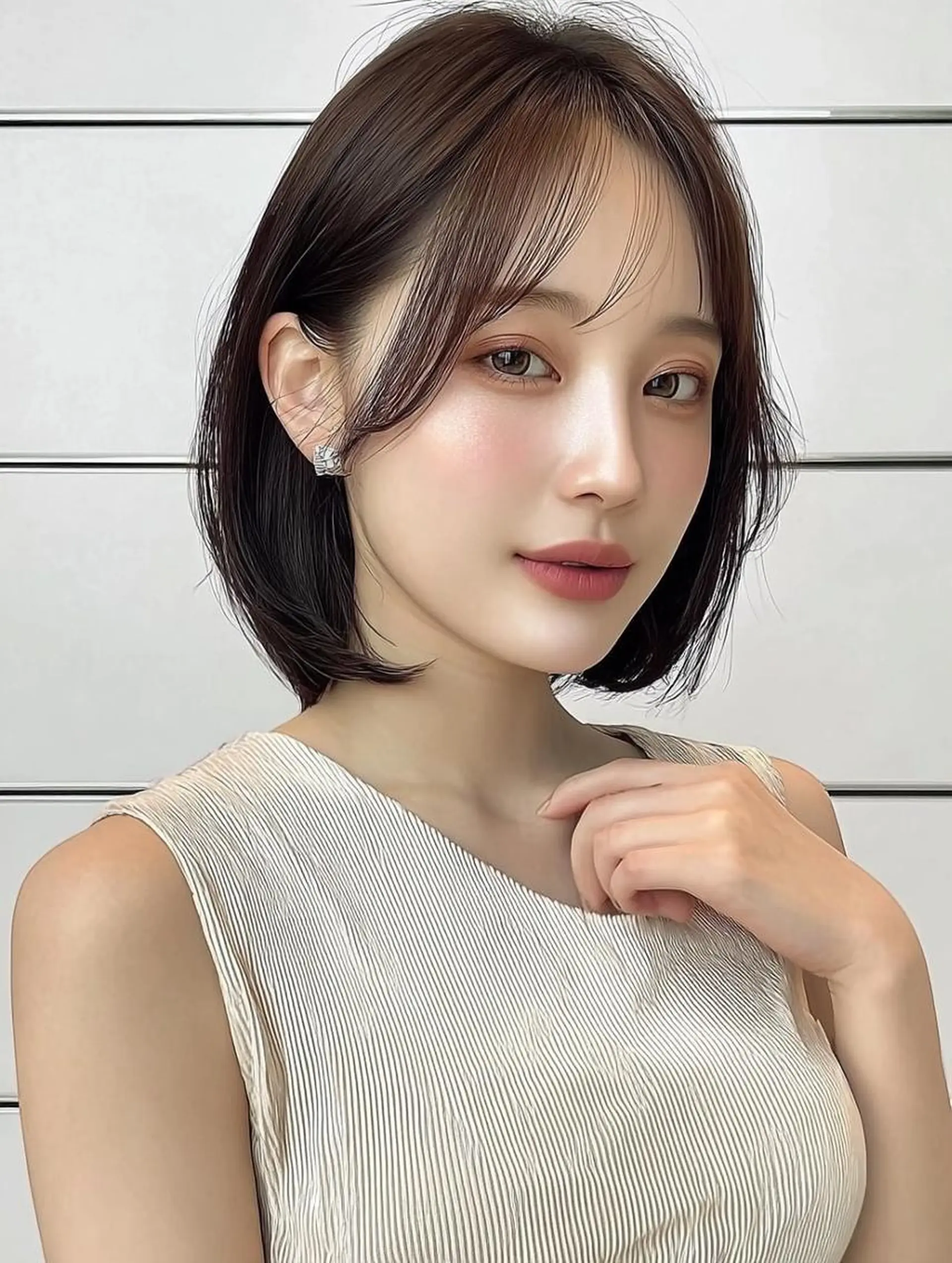 ミディアム ヘアアレンジ 髪質改善 韓国風ヘア レイヤーカット 似合わせカット シースルーバング カット ヘアカラー Ayumu /京都／西院のヘアスタイル