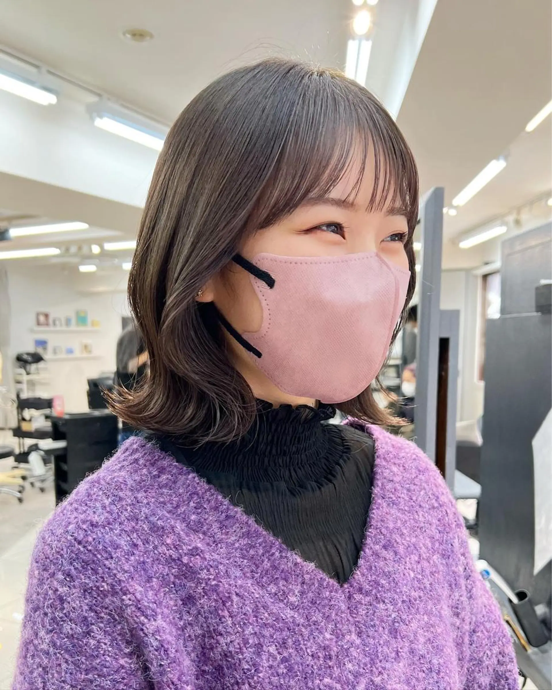 ミディアム カット ヘアカラー トリートメント 顔周りの垢抜けヘア 立山あいりのヘアスタイル