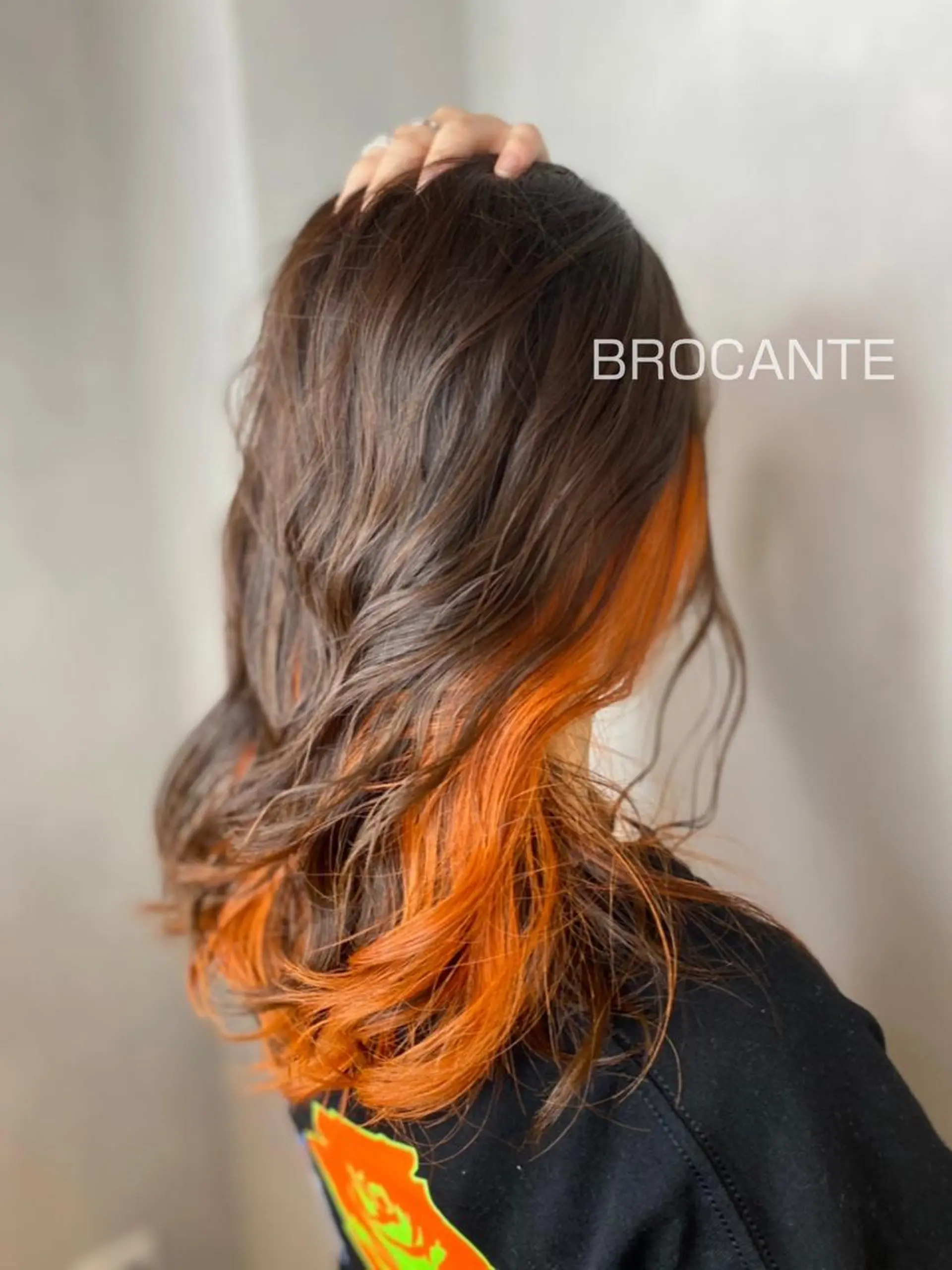 セミロング カラー イヤリングカラー インナーカラー オレンジ 韓国風ヘア ヘアカラー BROCANTE立川 karasawa.nのヘアスタイル