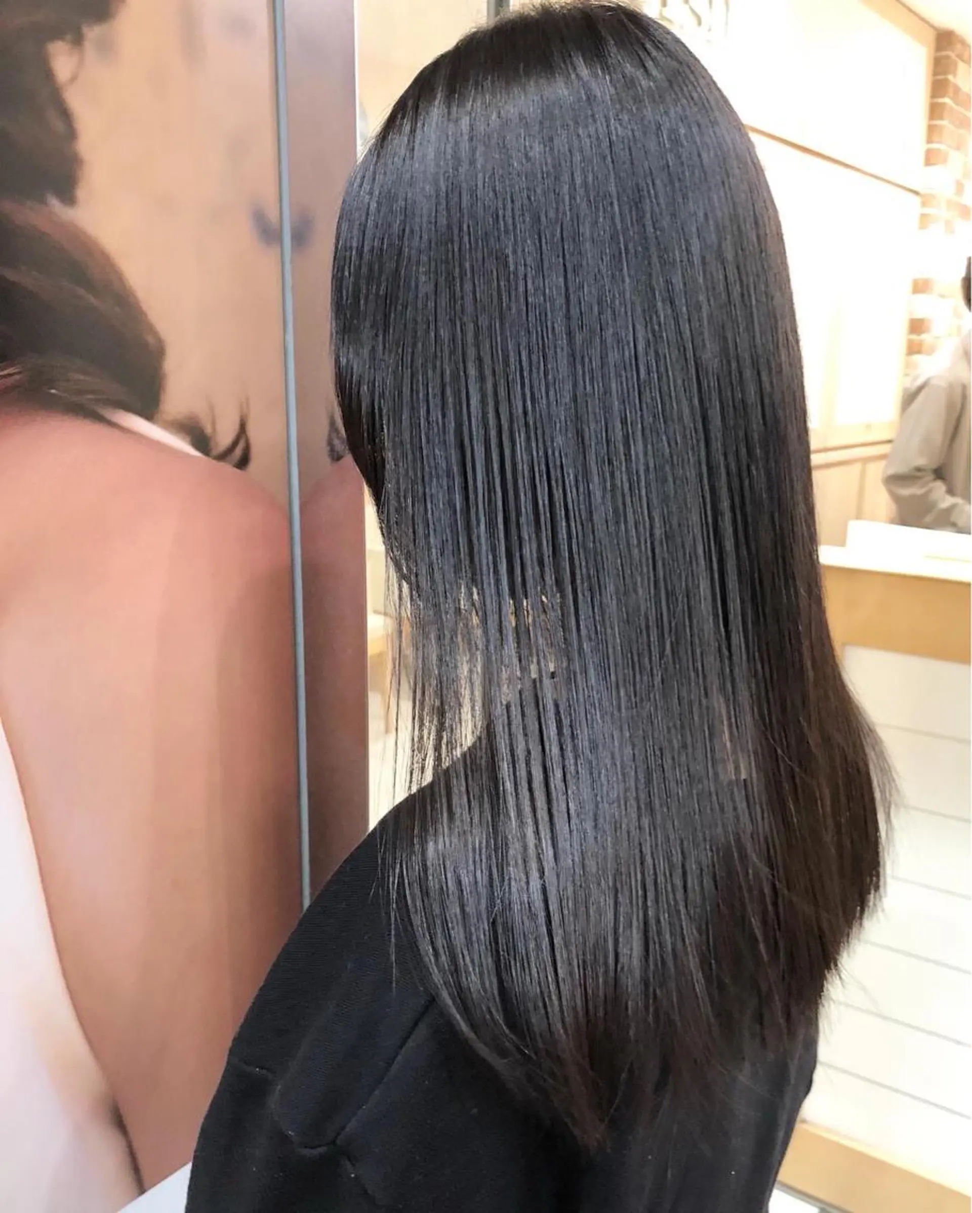 ロング パーマ 髪質改善 縮毛矯正 ストレートパーマ 丸みショートボブ/ タッセルボブ 吉野のヘアスタイル