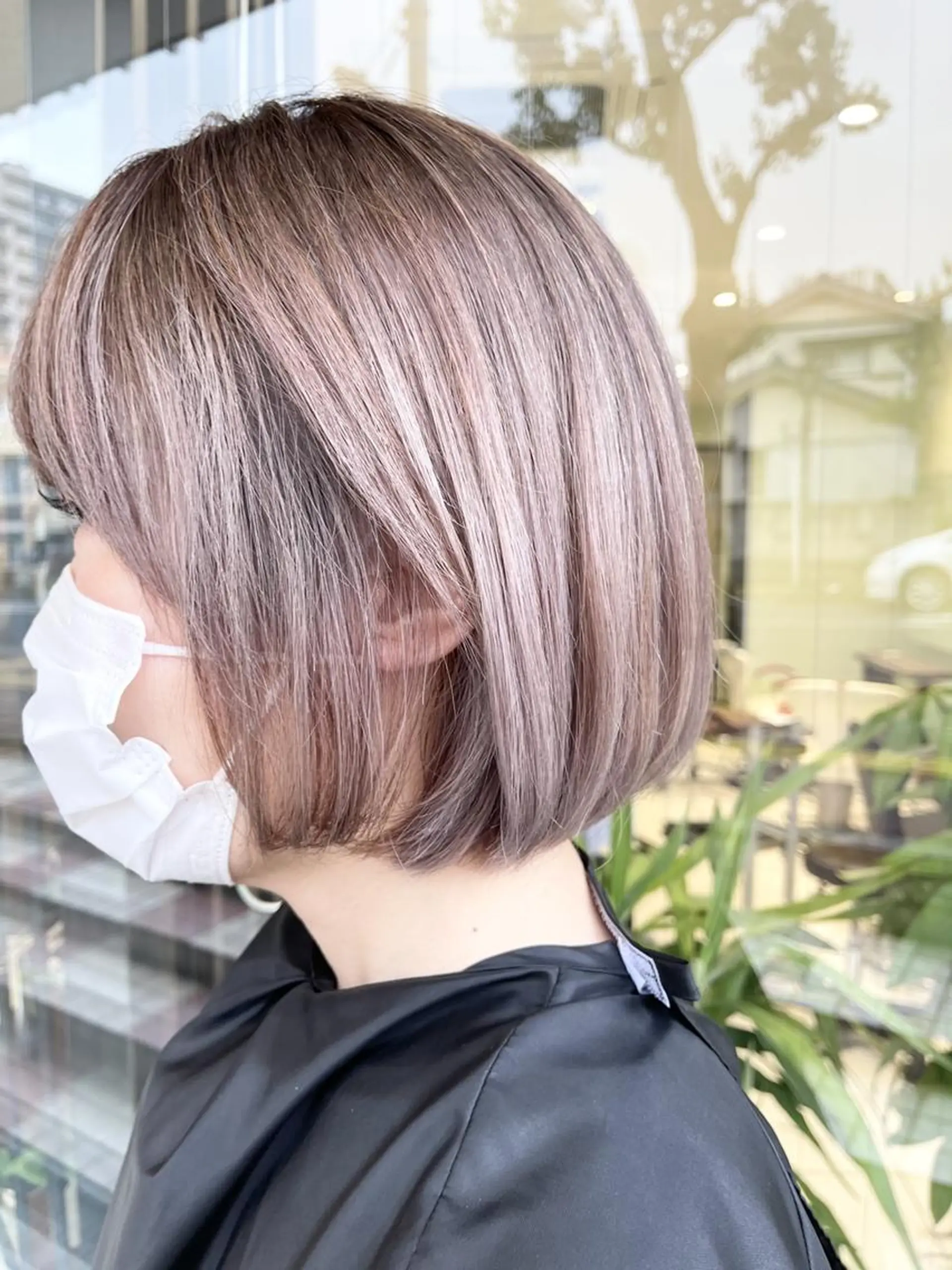 ミディアム ミストバング ハイライト ヘアカラー EARTH稲毛店所属・片山 果美のヘアスタイル