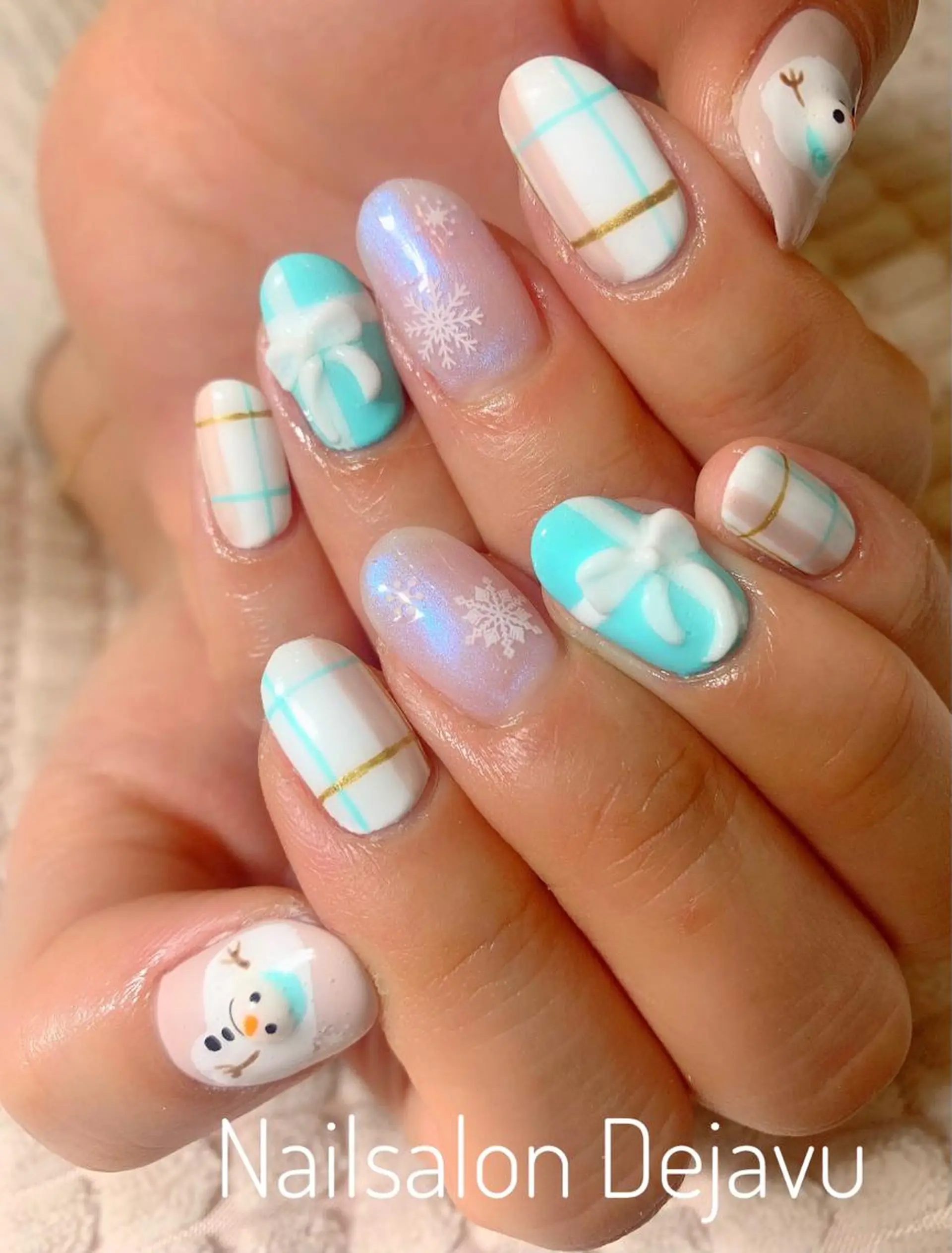 ネイル アートネイル 持ち込み ワンカラーネイル リボン 冬ネイル Nail salon Dejavu 🌿のネイルデザイン