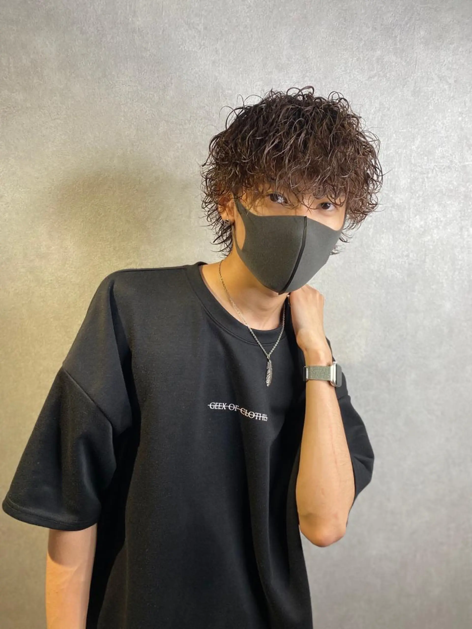 ミディアム パーマ メンズ ミディアムパーマ メンズブリーチ センターパート フェードカット マッシュ カット パーマ メンズカット/パーマ 久田良和のヘアスタイル