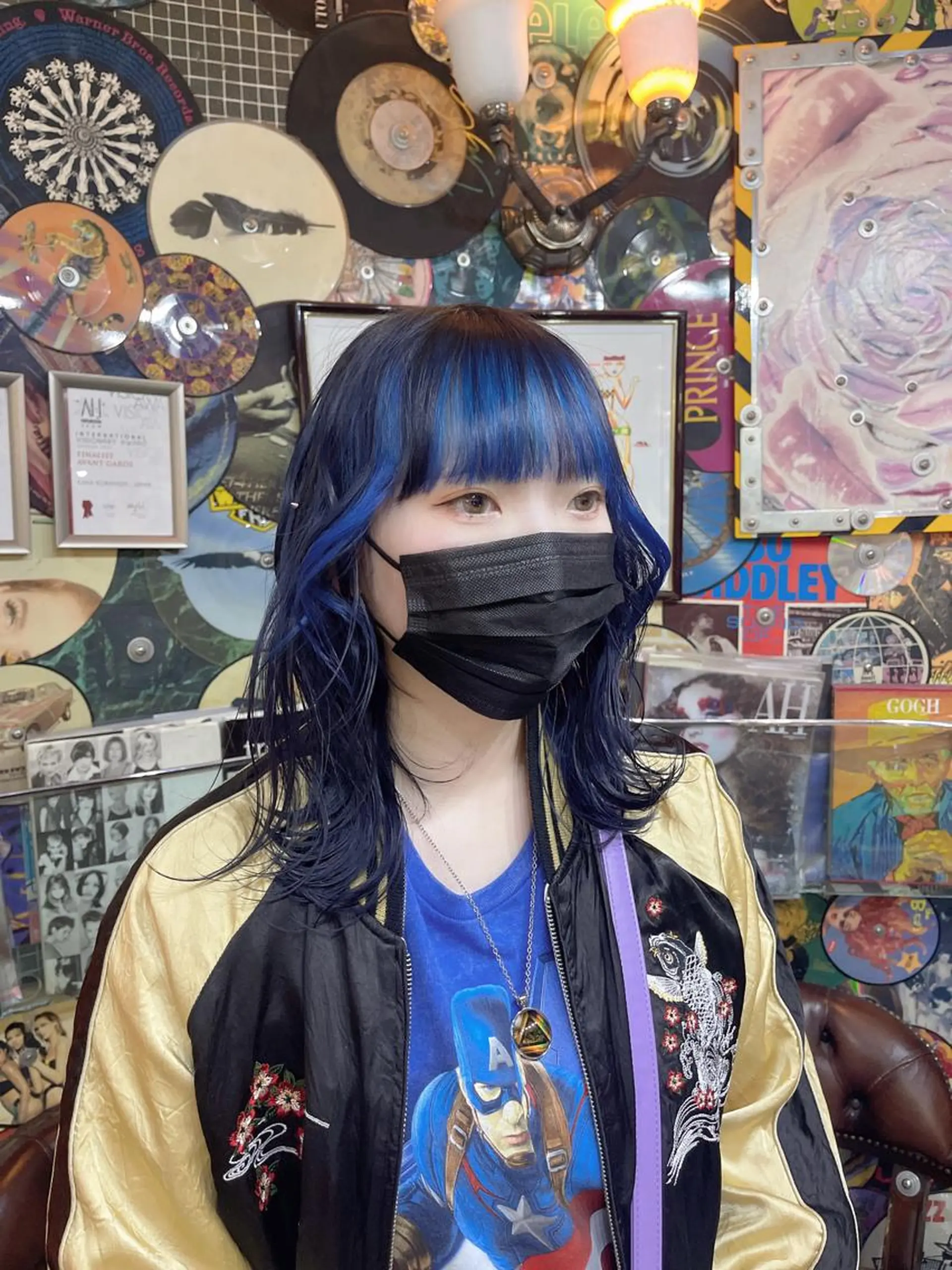 ミディアム カラー ヘアアレンジ ブルーカラー 🌈派手髪エクステ ブレイズ🌈ひろとのヘアスタイル