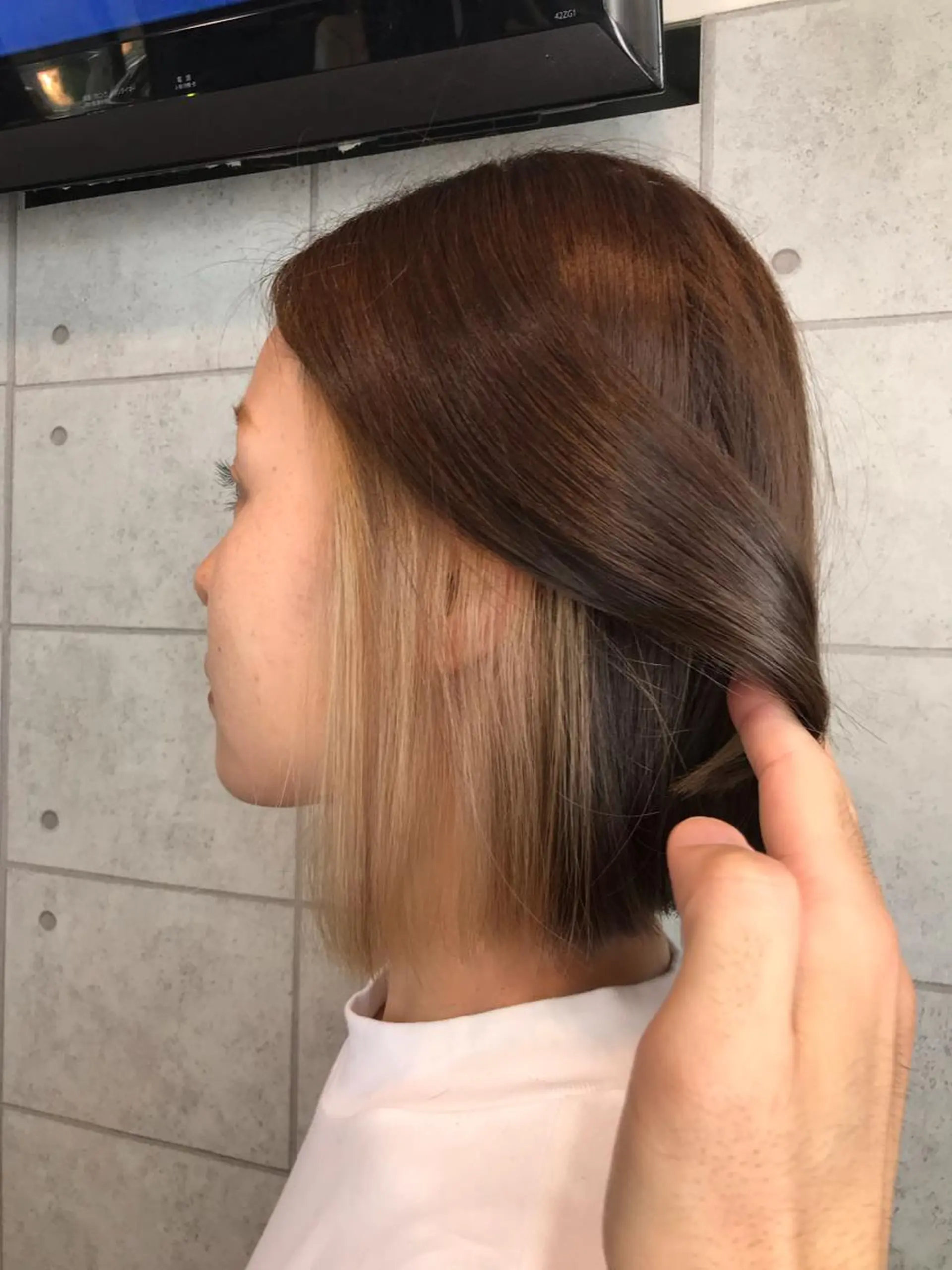 ショート カラー ベージュカラー ミルクティーベージュ ボブ カット ヘアカラー パーマ 縮毛矯正 トリートメント 縮毛矯正/ 髪質改善 /ショート　圍　崇行のヘアスタイル