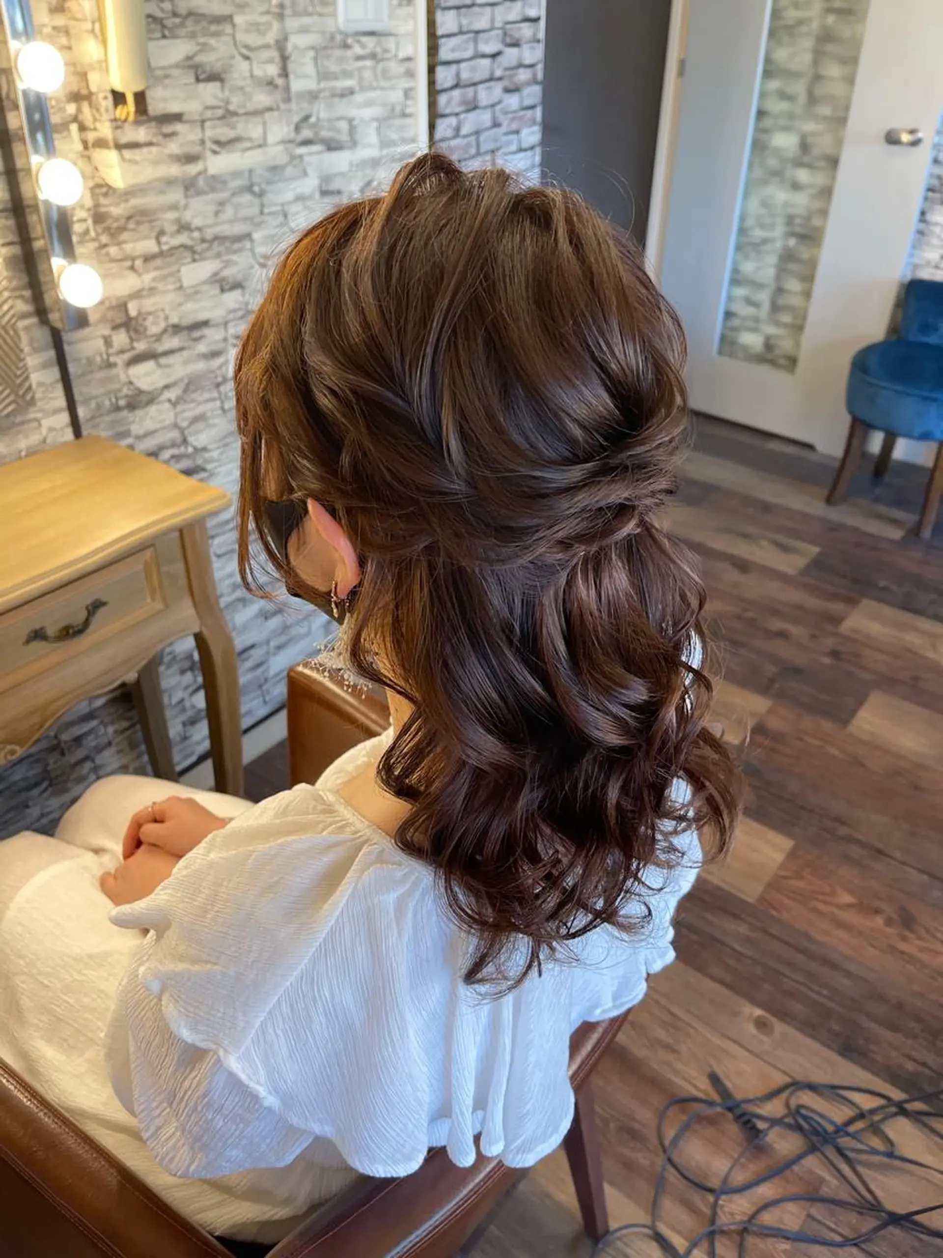 ミディアム ヘアアレンジ ハーフアップ hair make  Lucciのヘアスタイル