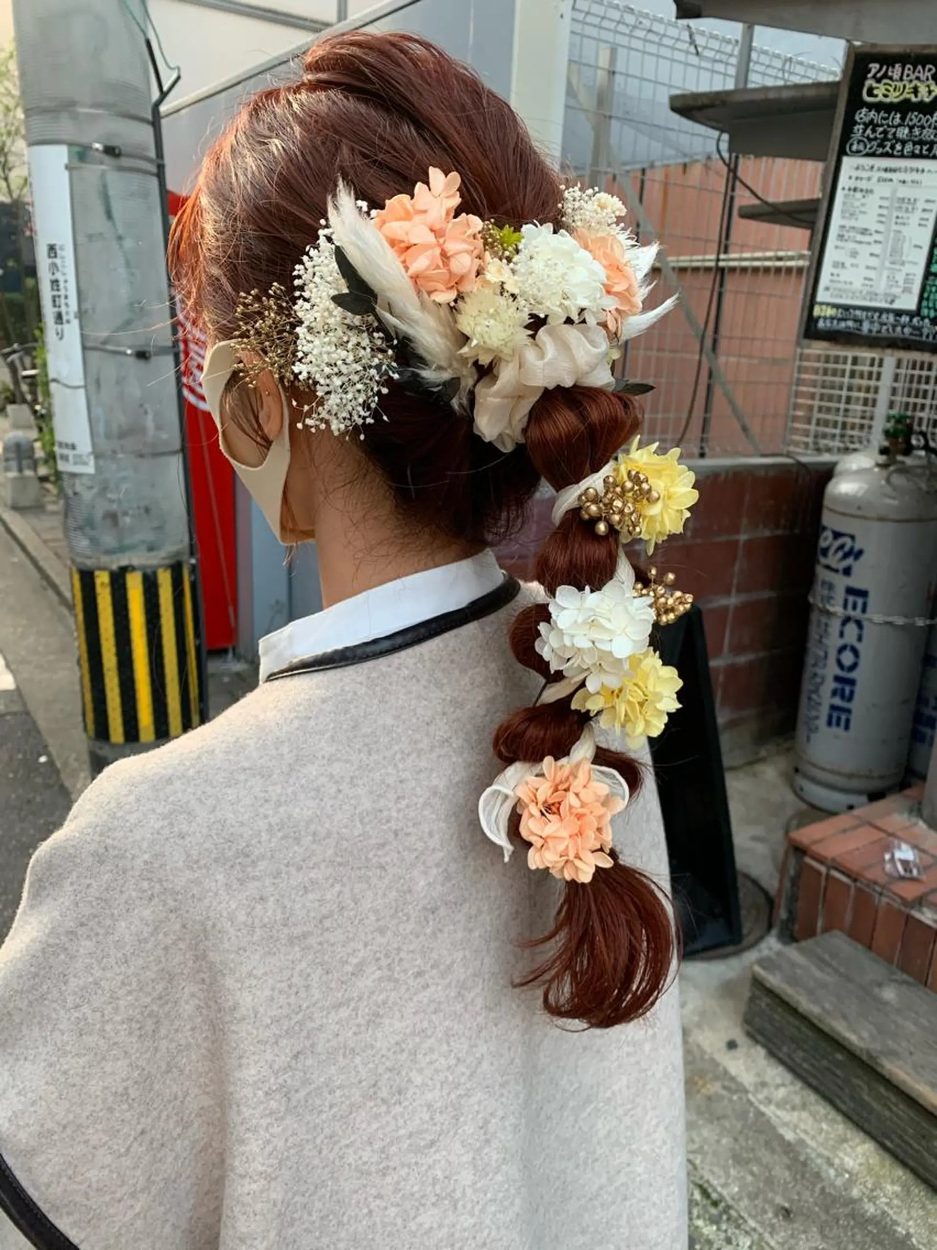 ロング カラー ヘアアレンジ オレンジ ヘアカラー MARU パーマ/レイヤーのヘアスタイル