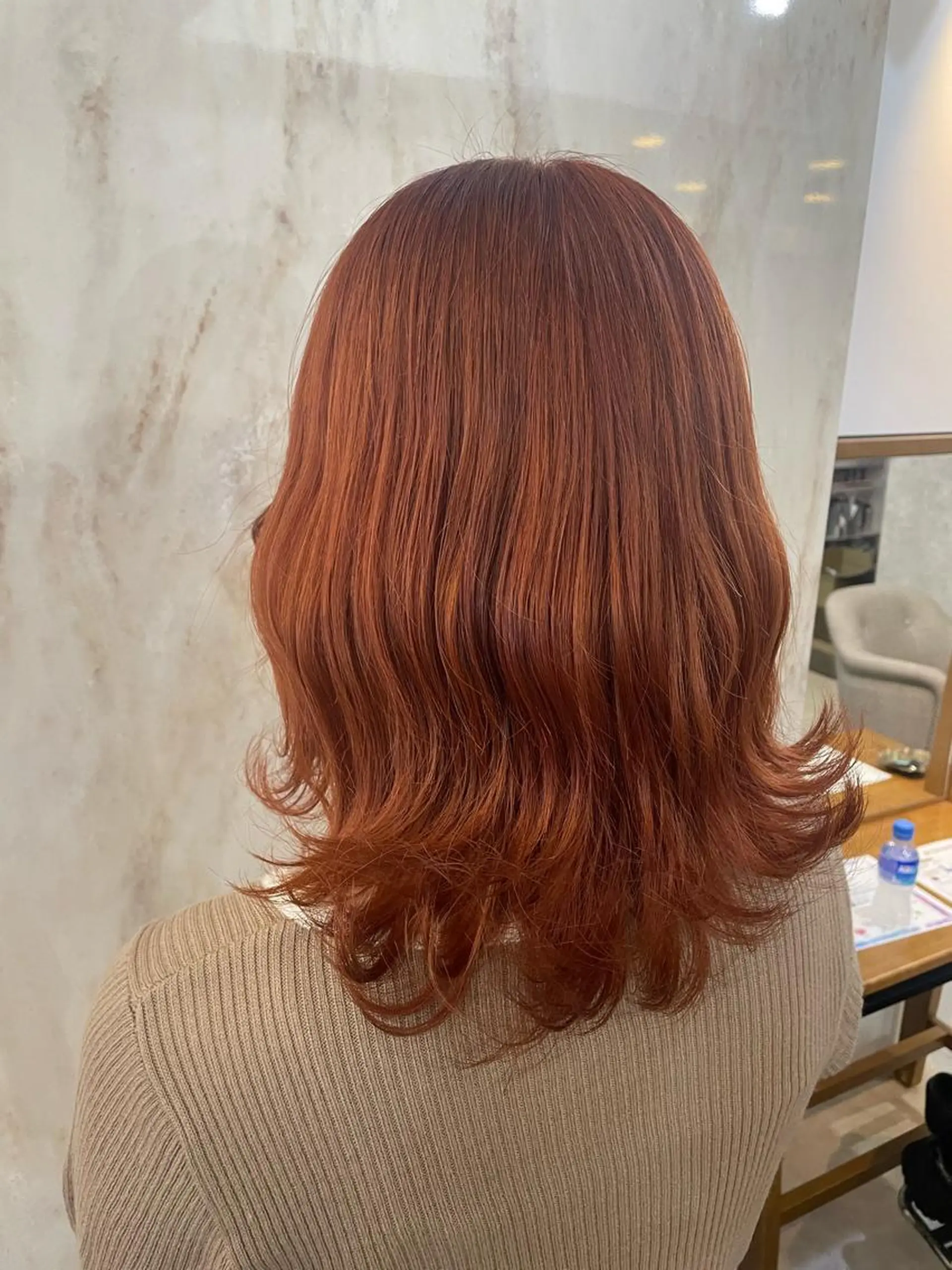 セミロング カラー オレンジ 艶髪🇰🇷髪質改善 🎀ikuno🎀のヘアスタイル