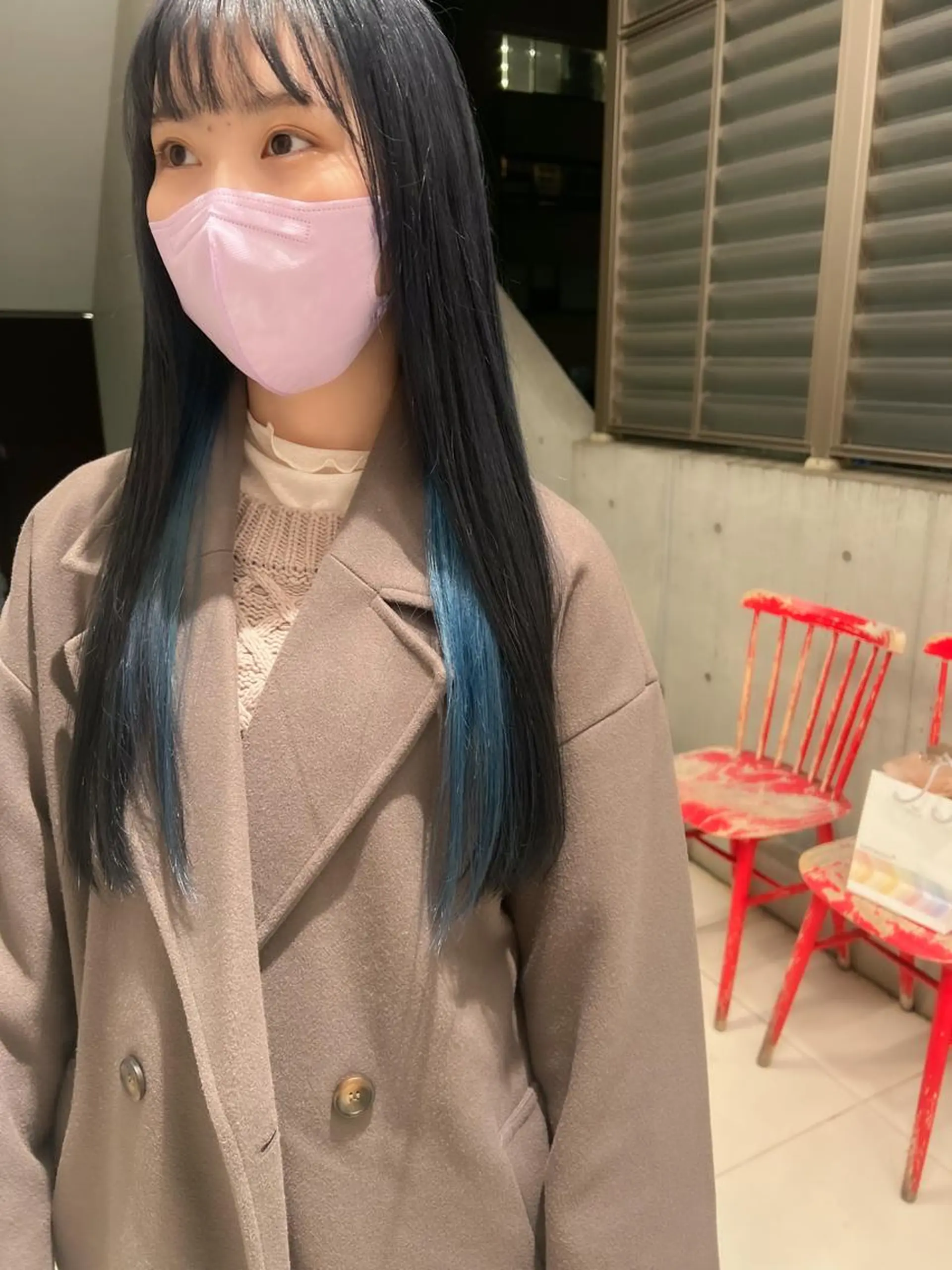 ロング カラー ブルーカラー ヘアカラー トリートメント "小顔カット" Fuko.のヘアスタイル