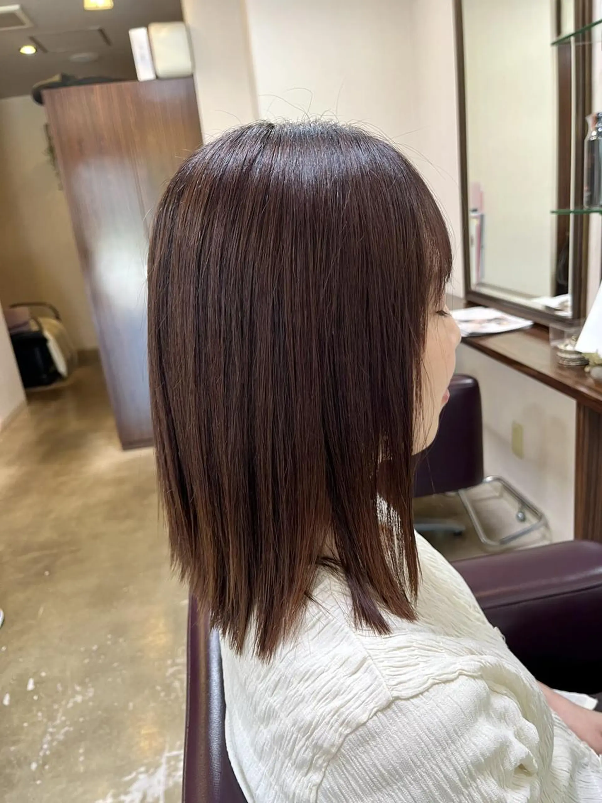 ミディアム ピンクブラウン カット ヘアカラー トリートメント 澤崎 希望のヘアスタイル