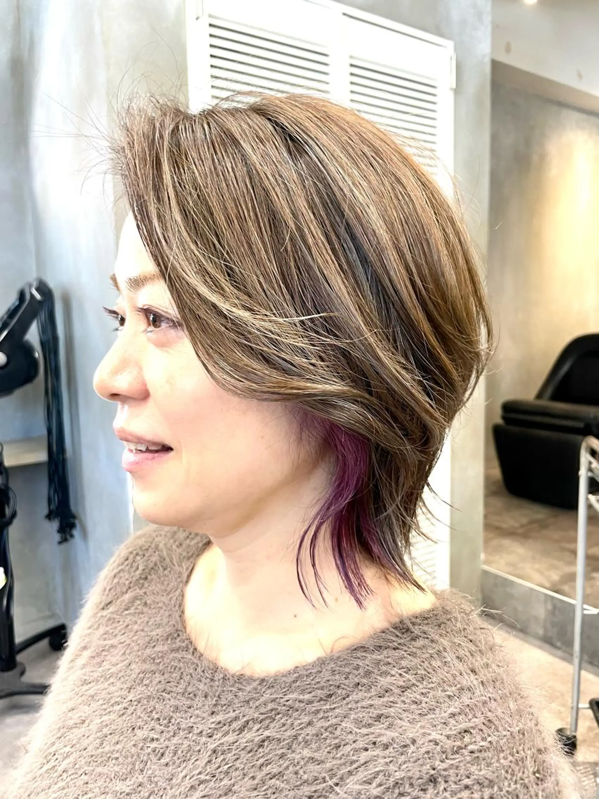 ミディアム カラー ヘアカラー 色気レイヤー& ショートはお任せ🌟のヘアスタイル