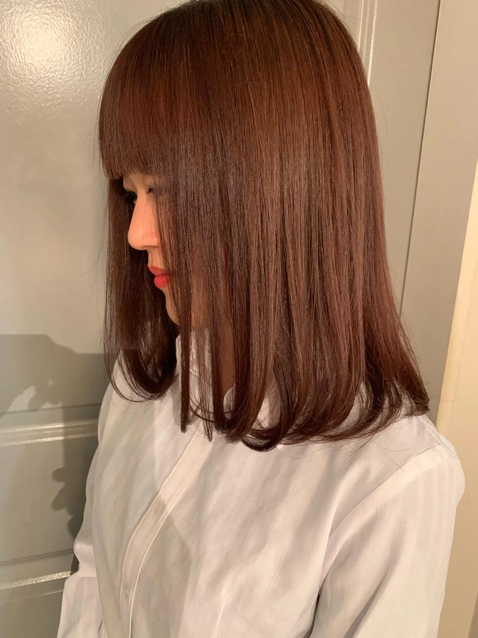 ミディアム カラー ボルドーカラー グレージュ 古賀 侑磨のヘアスタイル