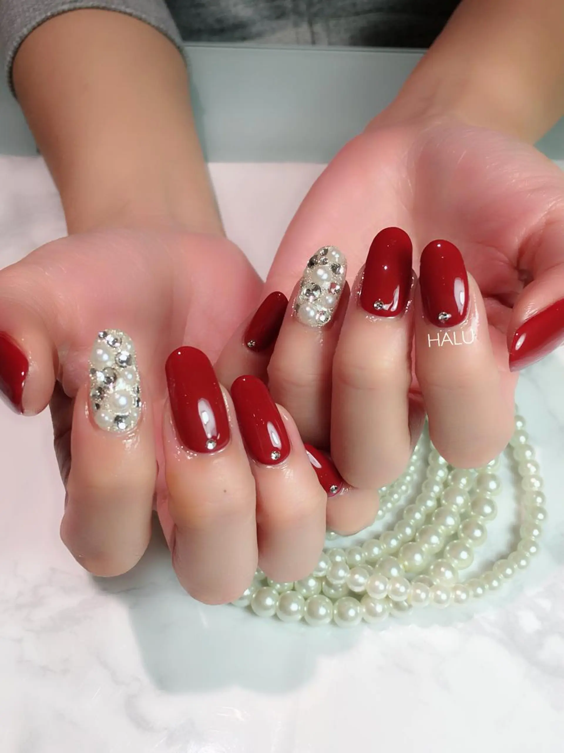 ネイル 赤色 シンプルネイル HALU ハルのネイルデザイン
