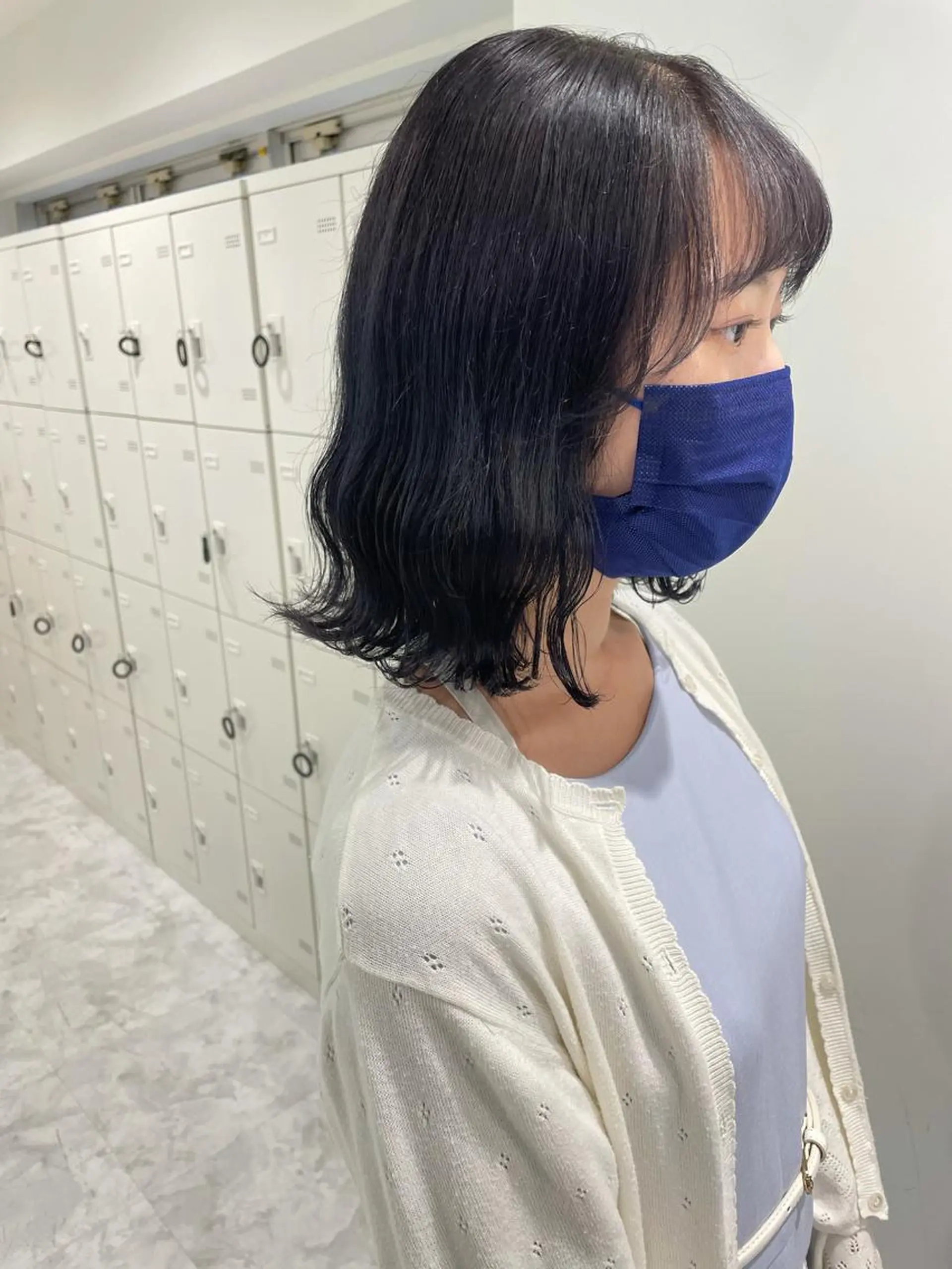 ミディアム カラー パーマ ヘアアレンジ メンズ キッズ ネイル マツエク・マツパ 波巻きパーマ 黒髪 パープルカラー パープルブラック パープル スパイキー/フェザー /波巻き/かいとのヘアスタイル