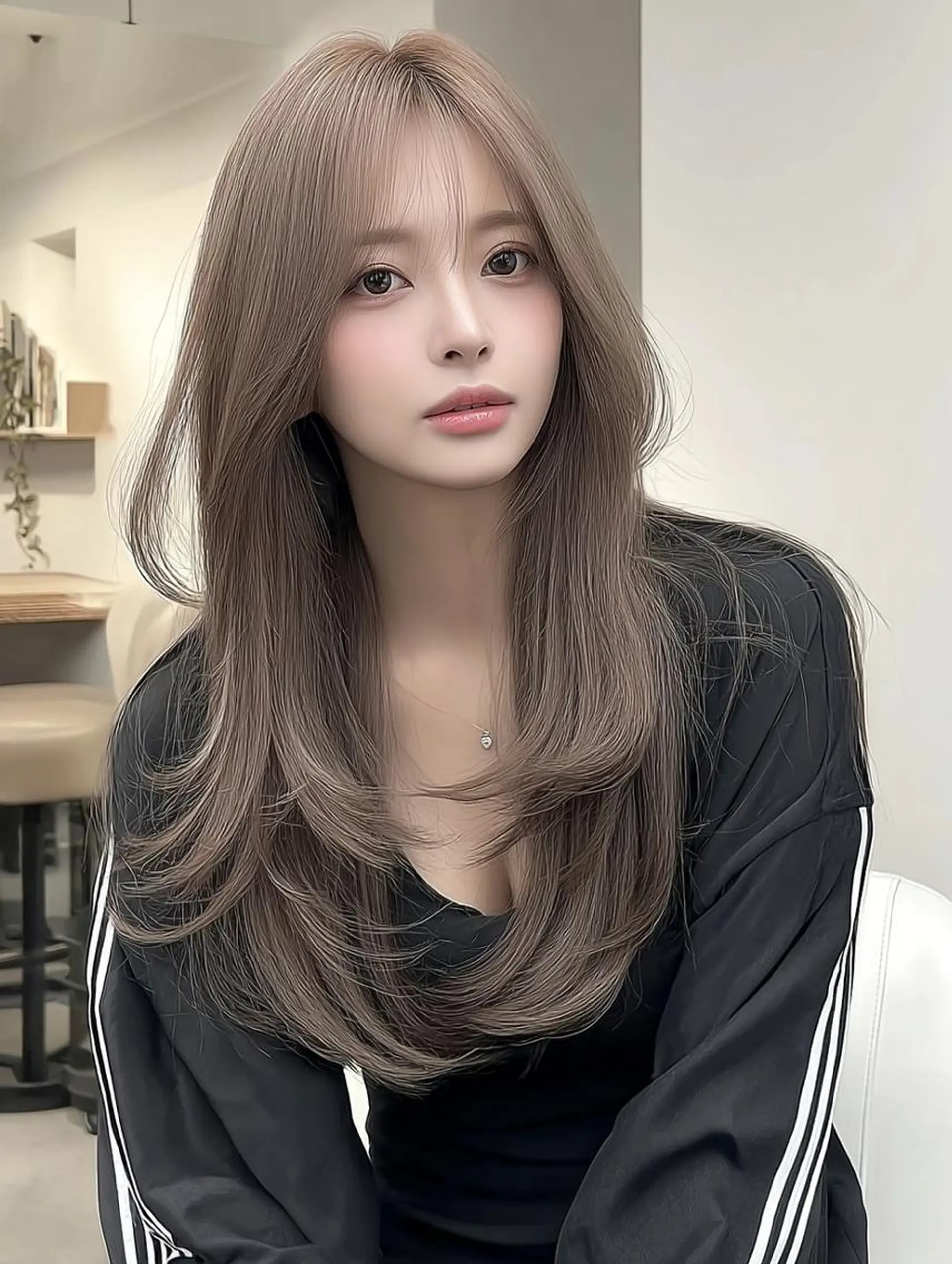 セミロング カット ヘアカラー 青木 りおのヘアスタイル