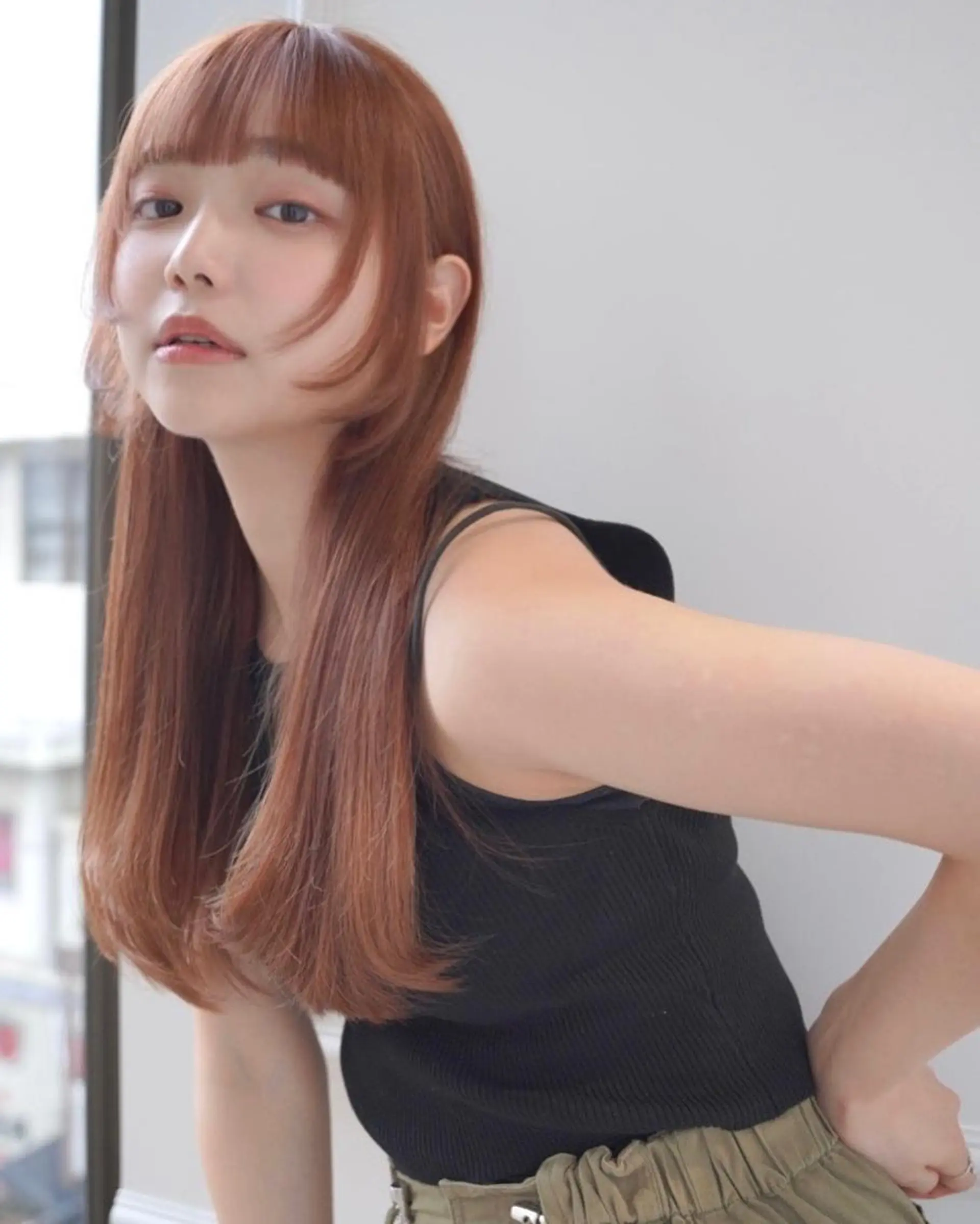 セミロング 顔まわりレイヤー 姫カット レイヤーカット ヘアカラー レイヤー⭐️カラー ⭐️平川雅史のヘアスタイル