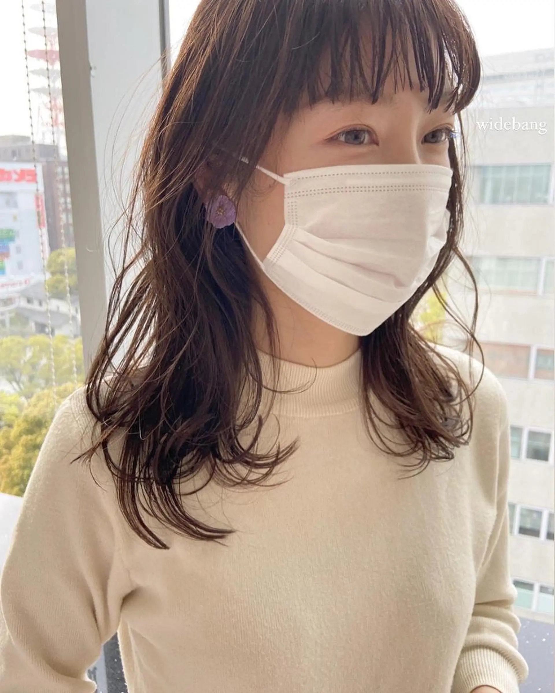 ミディアム カラー パーマ 小田 莉加子のヘアスタイル