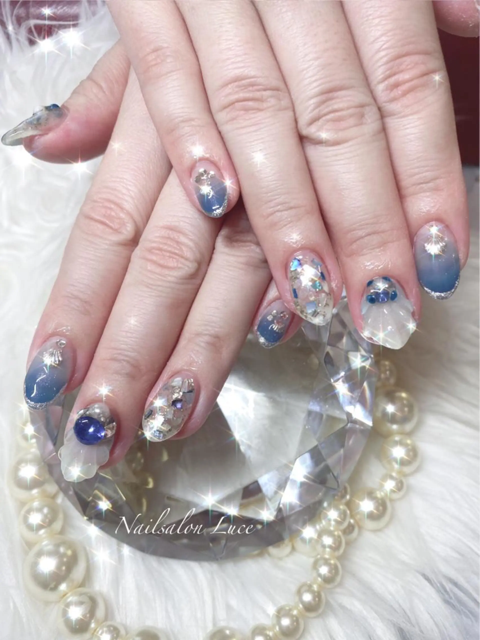 ネイル ブルー まつ毛、ネイル& 脱毛サロン　Lのマツエク・マツパデザイン