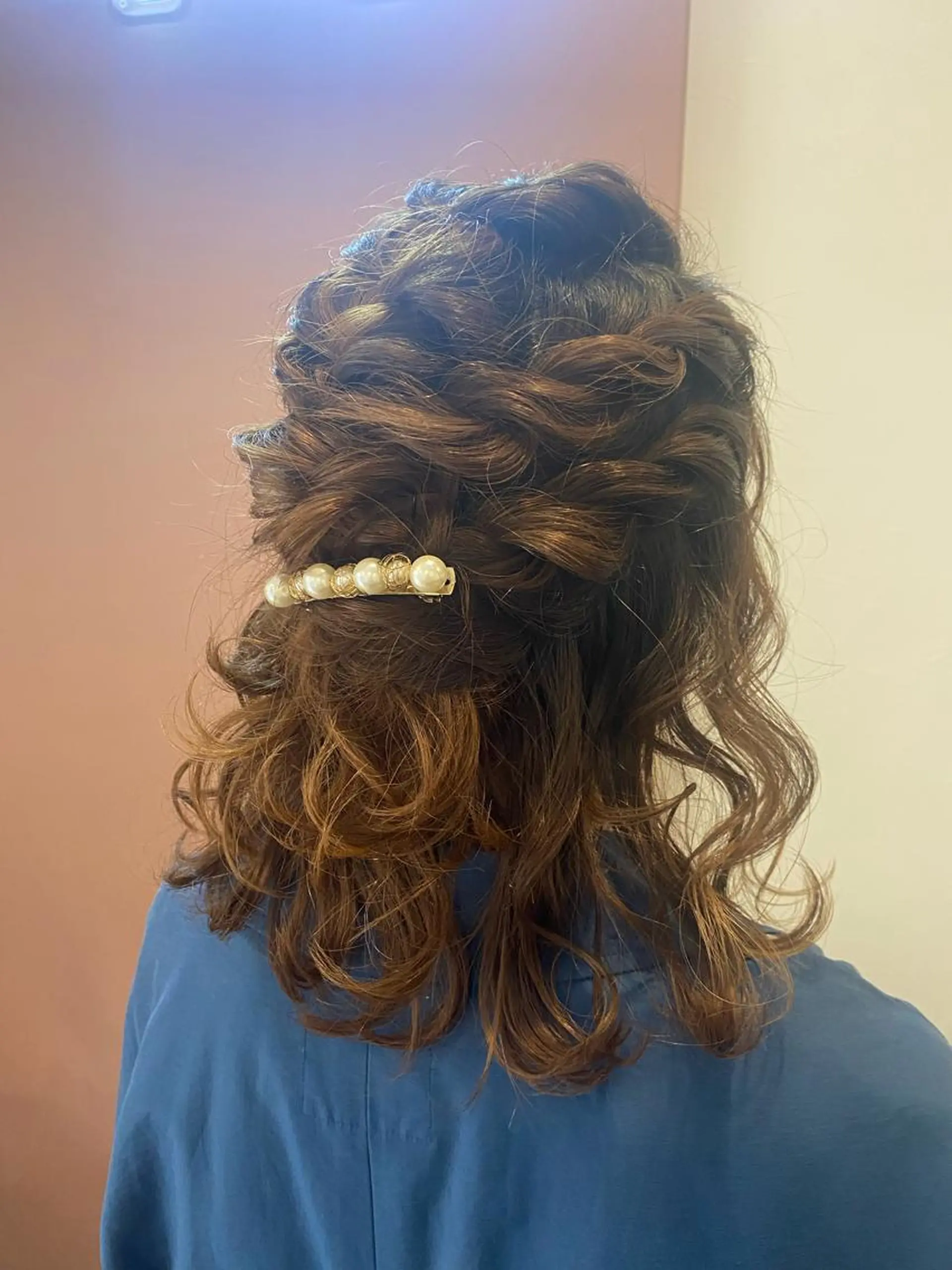 ミディアム ヘアアレンジ 編みこみ ハーフアップ ヘアセット pep natsumiのヘアスタイル