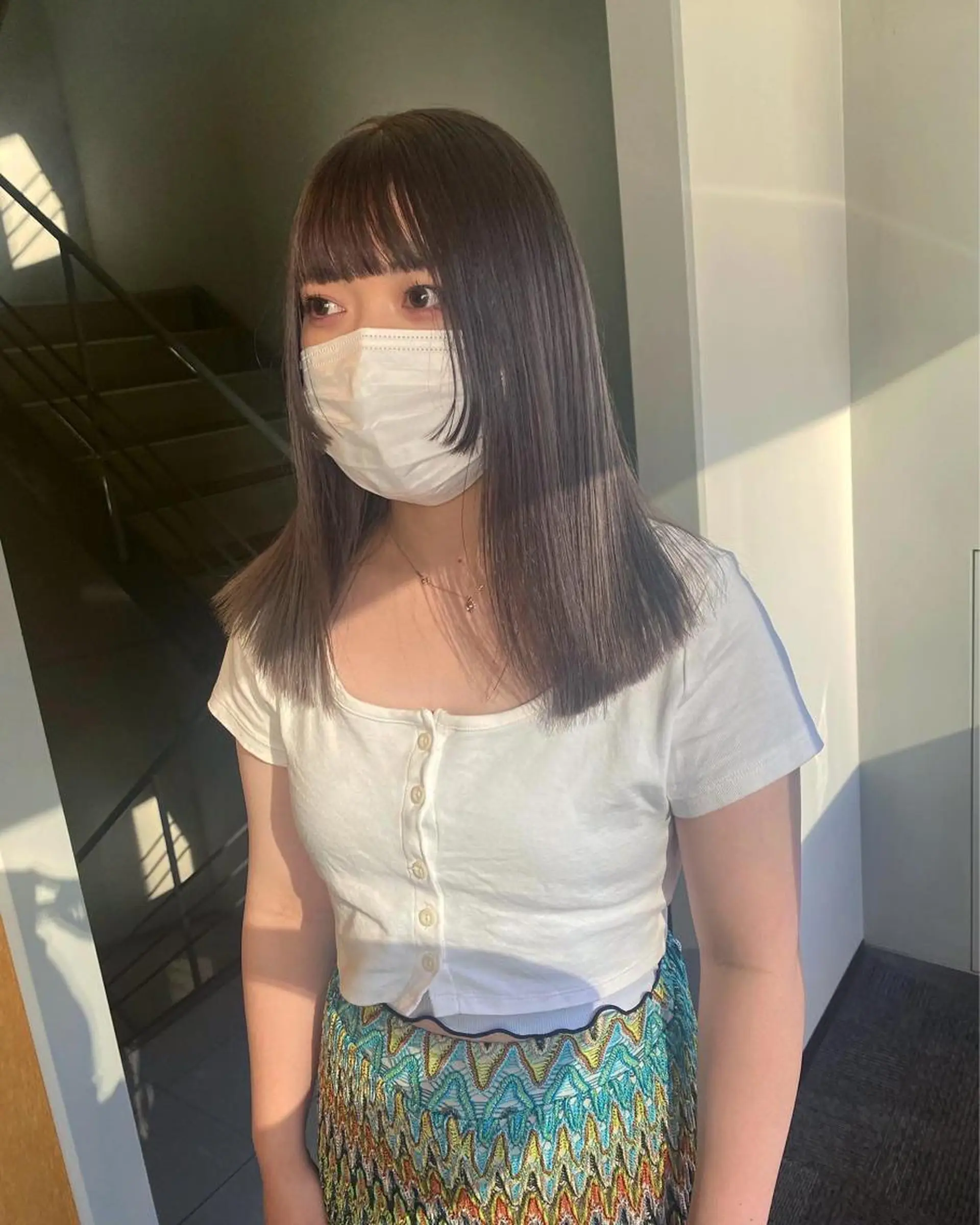 セミロング デザインカラー/ボブ ブリーチカラー/ユリのヘアスタイル