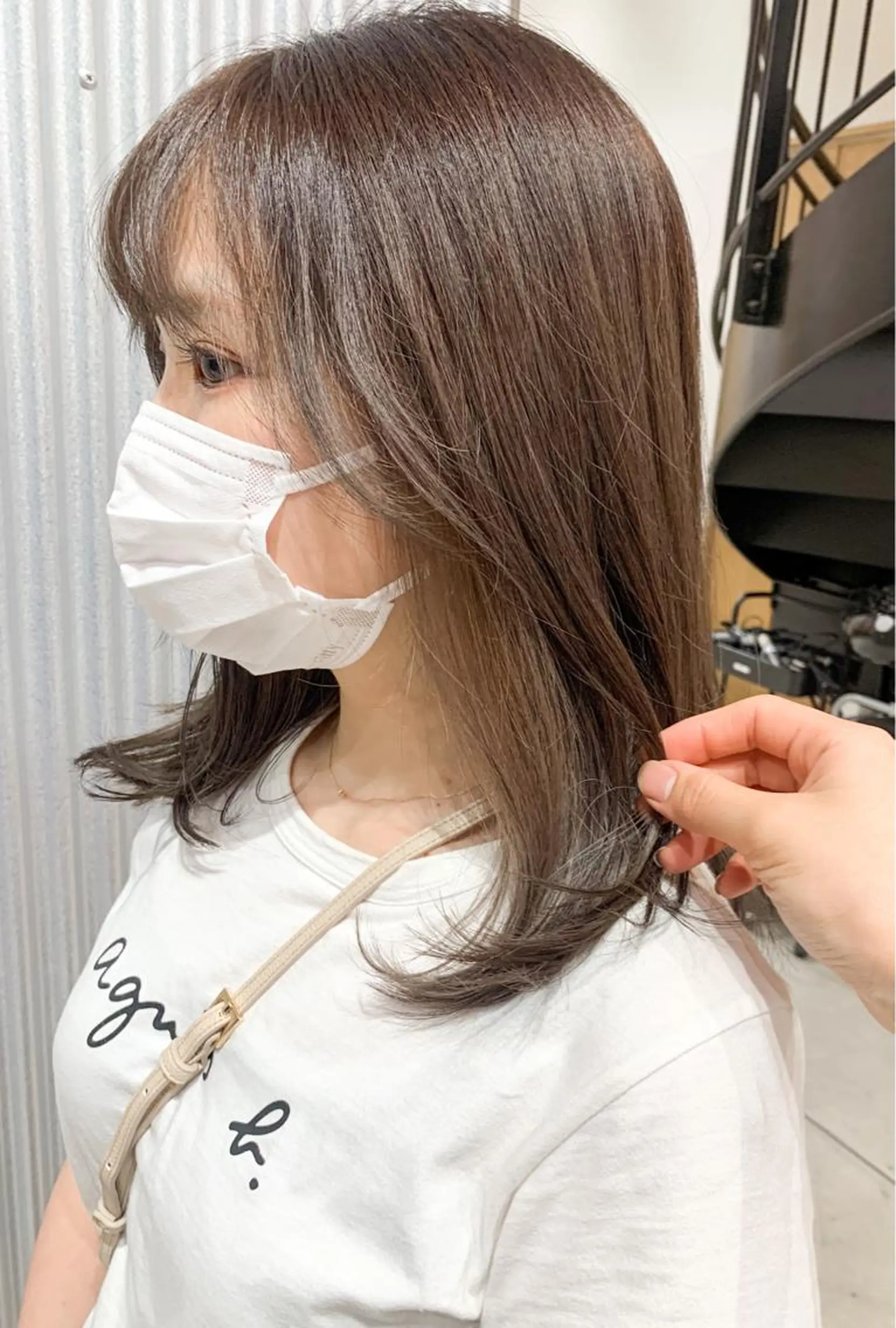 ミディアム カラー ヘアアレンジ ブリーチ ヘアカラー トリートメント yuka .のヘアスタイル
