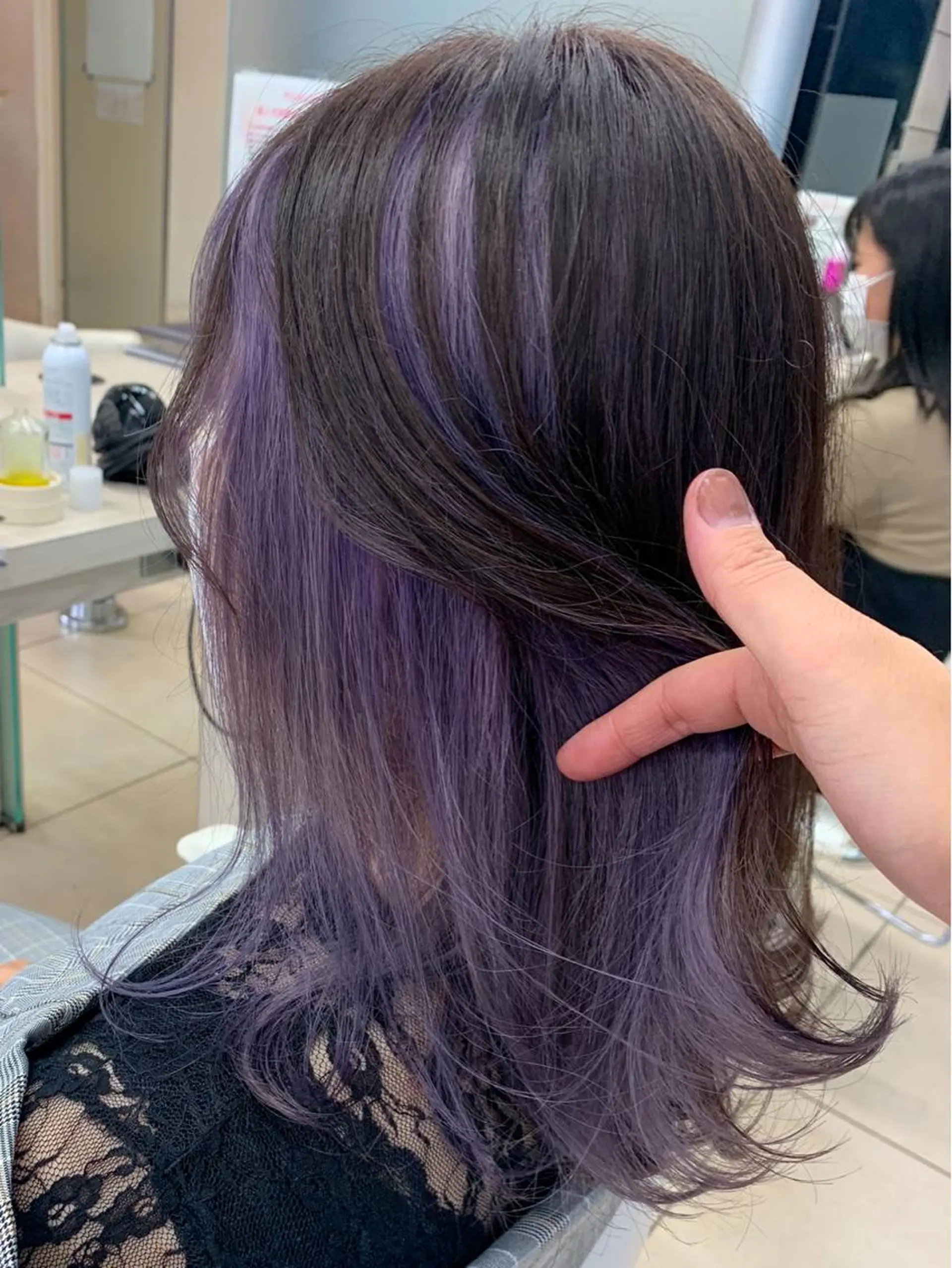 ミディアム カラー ブリーチ ブルーカラー パープルカラー ヘアカラー ✂︎レディース のメンズカット屋さんのヘアスタイル