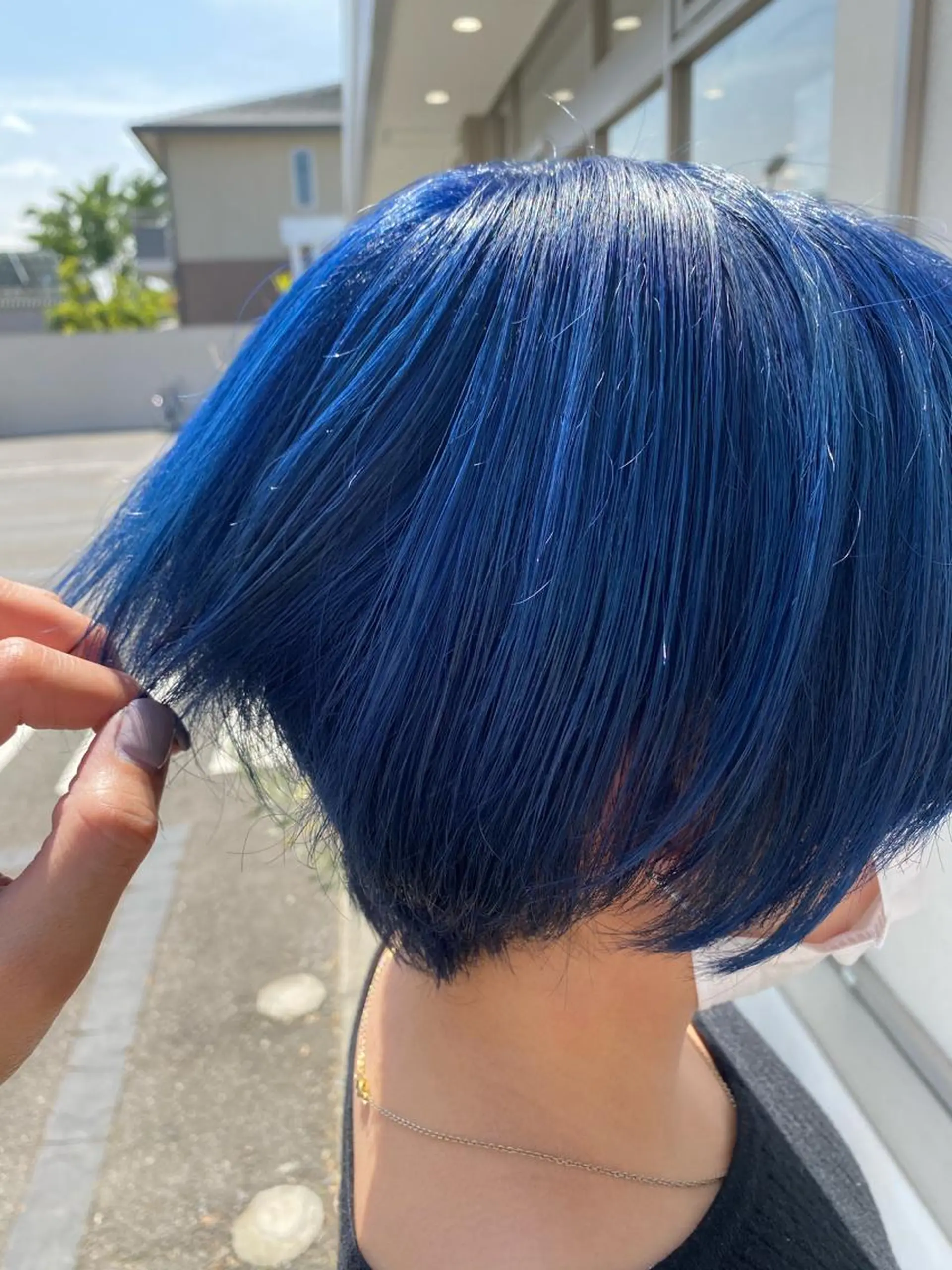 ショート カラー ブリーチ ブルーカラー ケアブリーチ ダブルカラー ヘアカラー トリートメント 渡辺　亮/ 白髪ぼかし/髪質改善のヘアスタイル