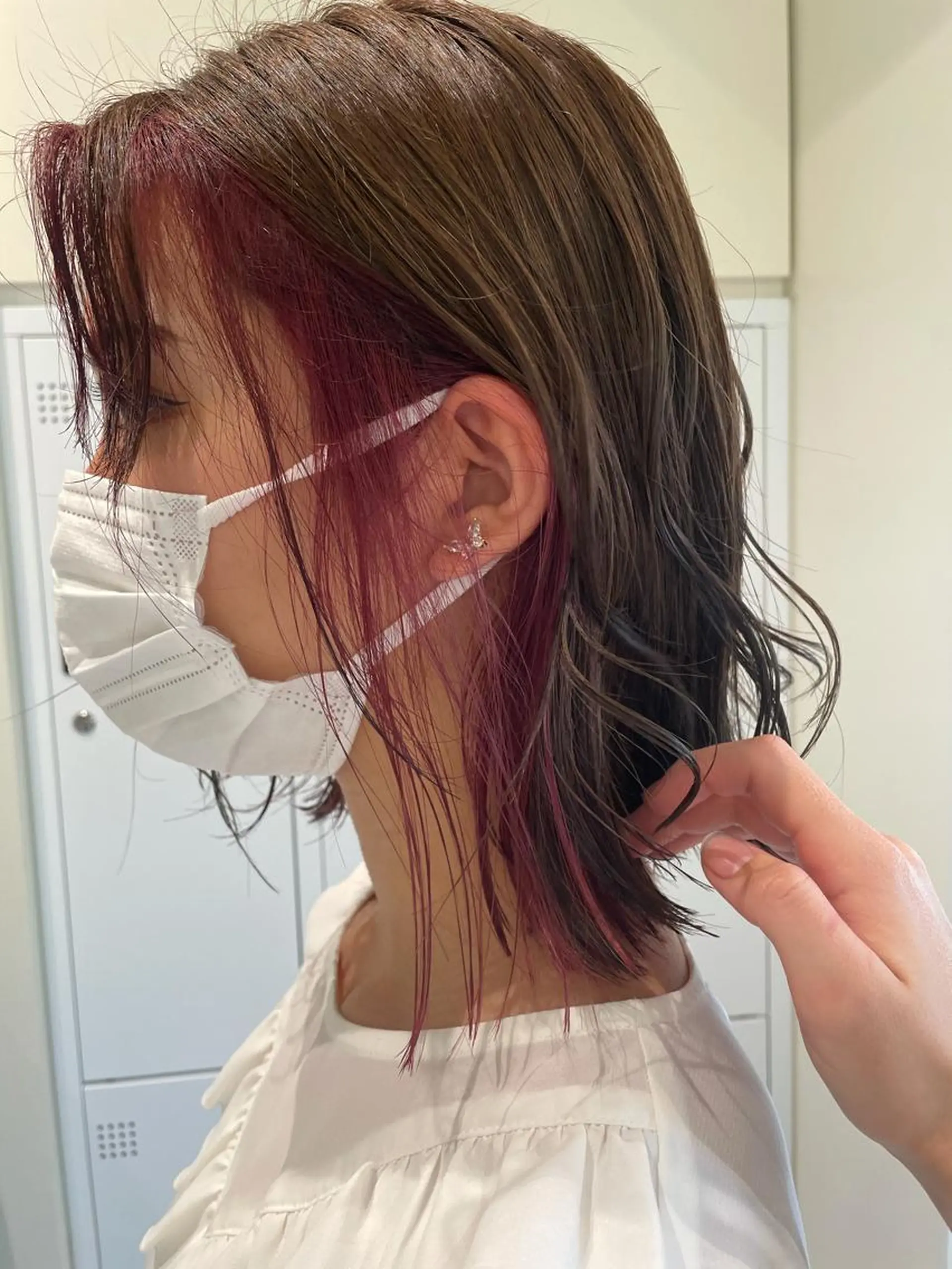 ミディアム カラー ブリーチ ラベンダーカラー ラベンダーピンク ピンクカラー ボブ/インナーカラー /眉毛/Miyuのヘアスタイル