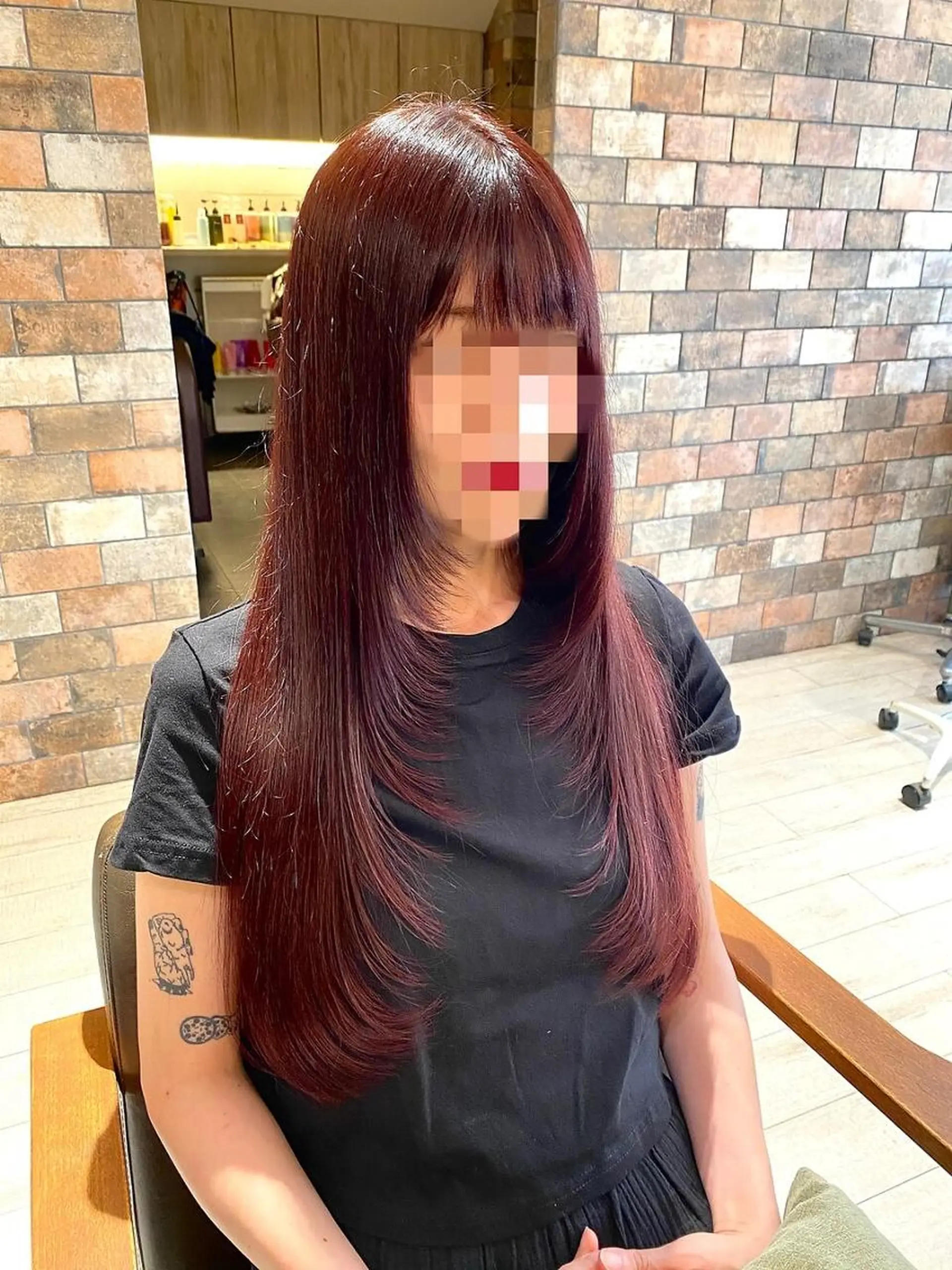 ロング ボブ くびれヘア 顔まわりレイヤー 顔周りカット ハイライト カット ヘアカラー 韓国ヘア 山本勝志のヘアスタイル