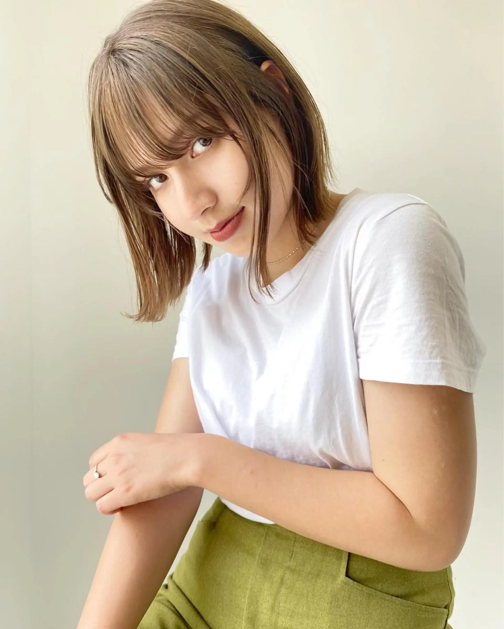 ミディアム カラー カット ヘアカラー 店長/mao/ 前髪/顔周りカットのヘアスタイル