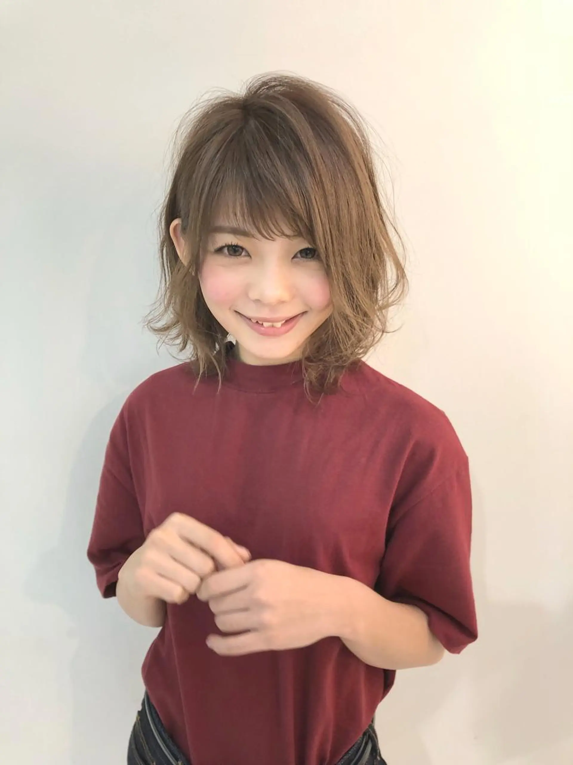 ミディアム カラー カット ヘアカラー トリートメント sato yoのヘアスタイル