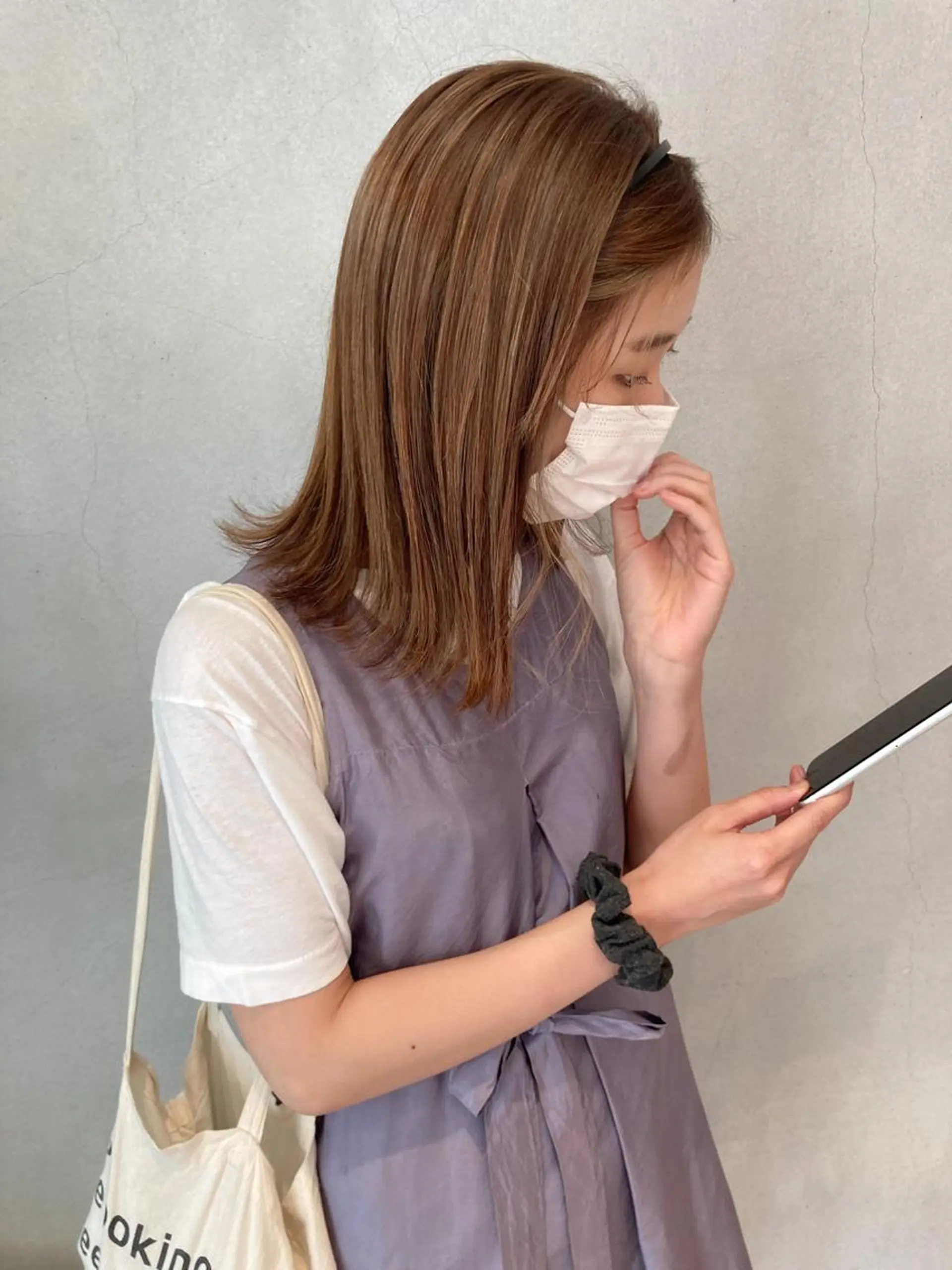 セミロング カラー 透明感カラー ハイライトカラー ハイライト ボブ/透明感カラー /坂口恵梨子のヘアスタイル