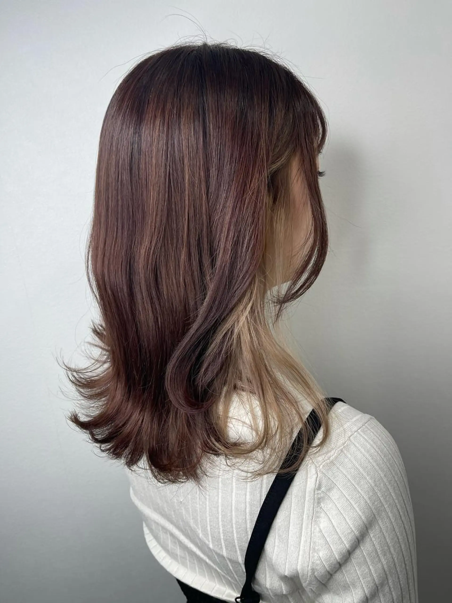 セミロング カラー ヘアカラー トリートメント &chaLme   心斎橋所属・emi/髪質改善/ 韓国風/艶カラーのヘアスタイル