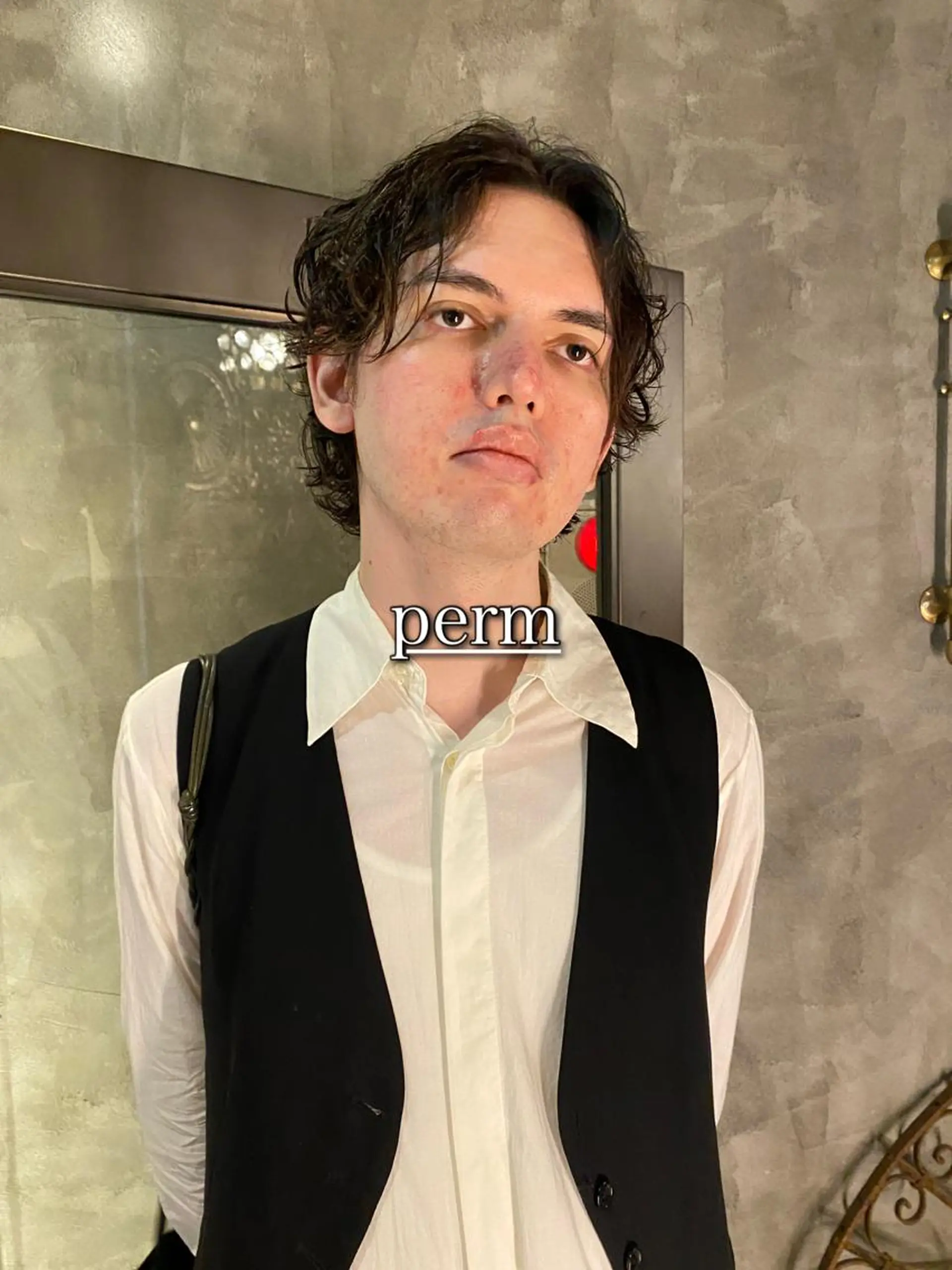 ミディアム パーマ メンズ ミディアムパーマ メンズパーマ カット パーマ トリートメント メンズヘア/パーマ/ SHOUTOのヘアスタイル
