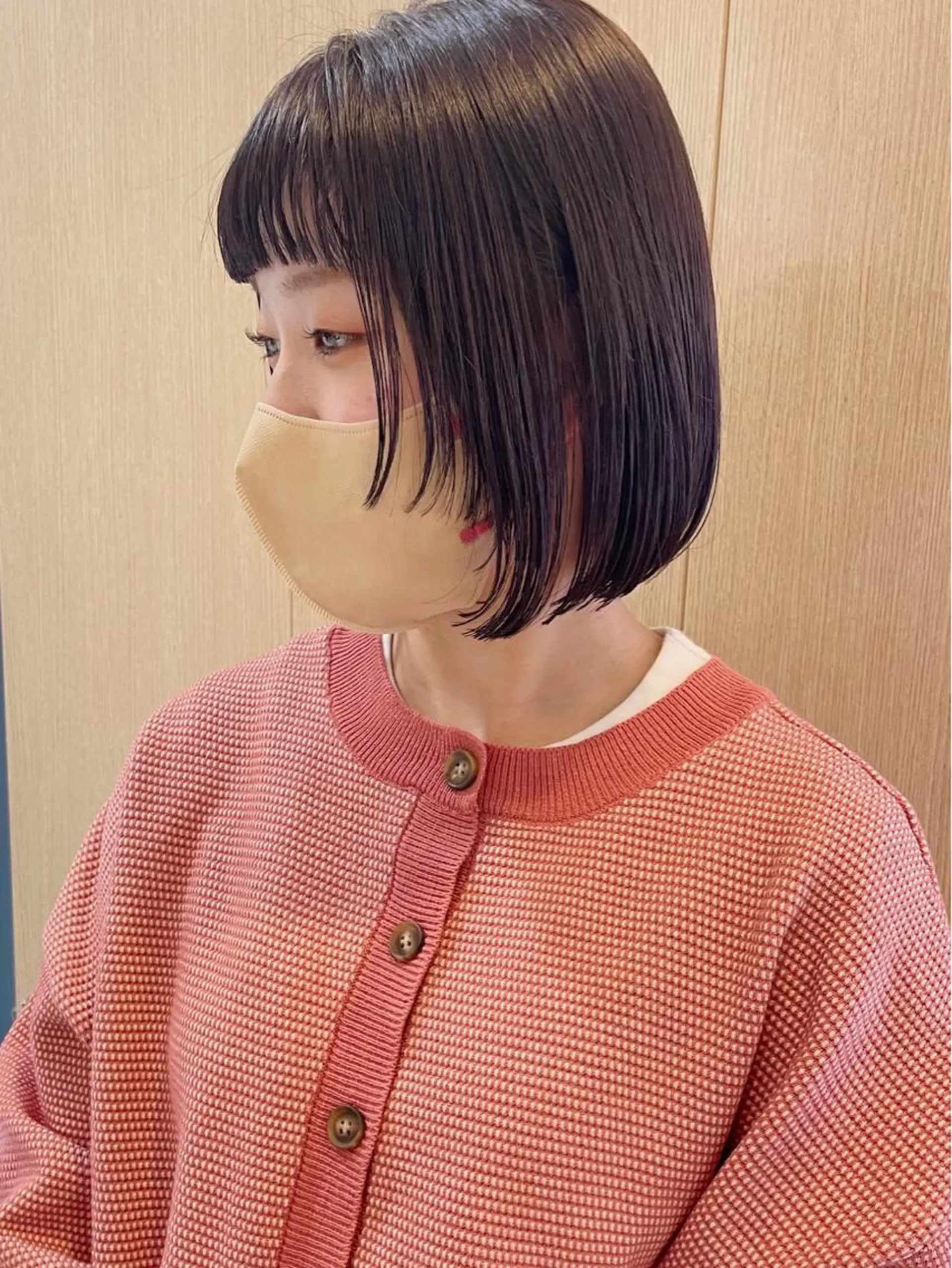 ショート ピンクブラウン ボブ 姫カット カット ヘアカラー 【ボブ/個室サロン】 癒し空間mimuraのヘアスタイル